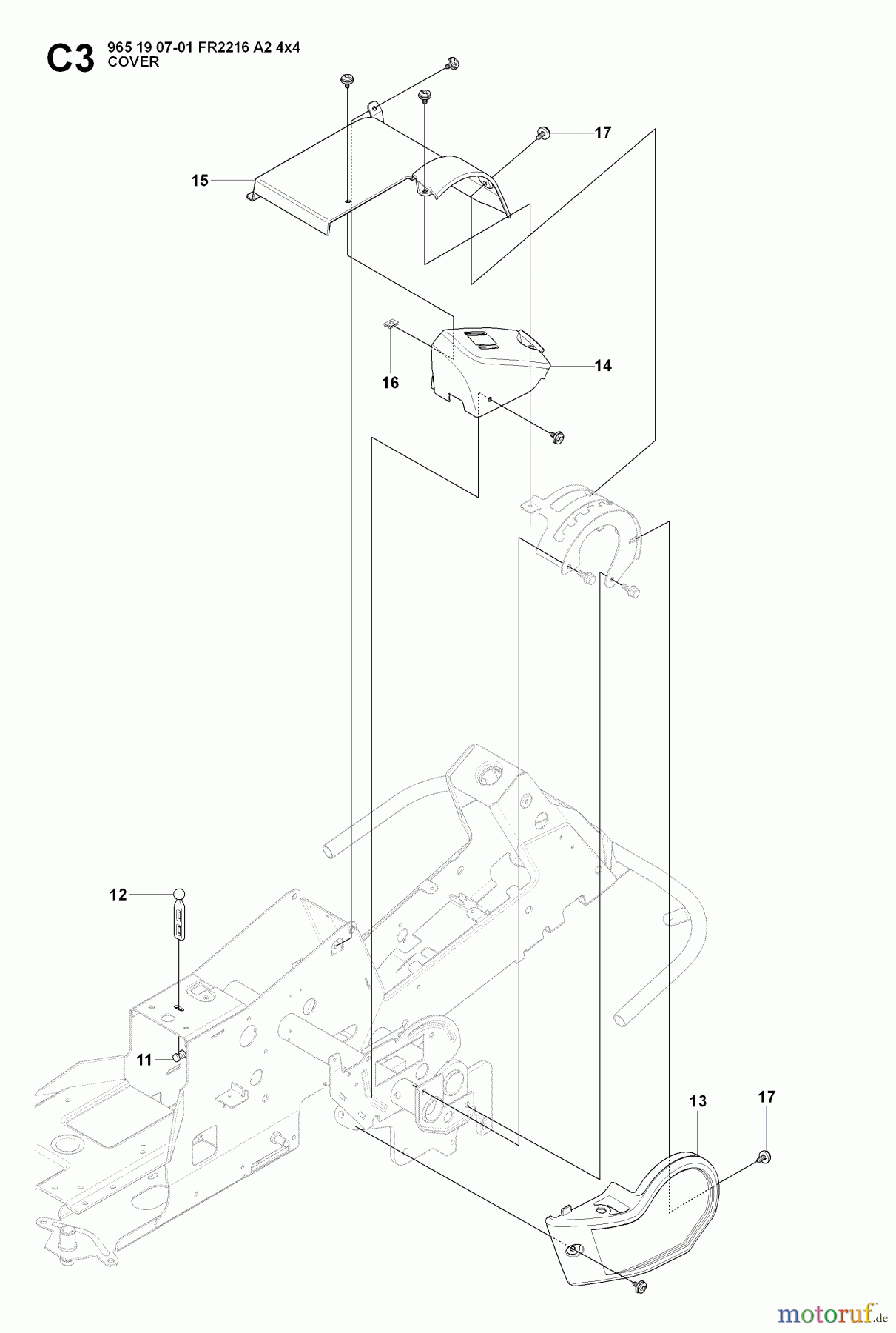 Jonsered Reitermäher FR2216 A2 4X4 (965190701) - Jonsered Rear-Engine Riding Mower (2008-01) COVER #1