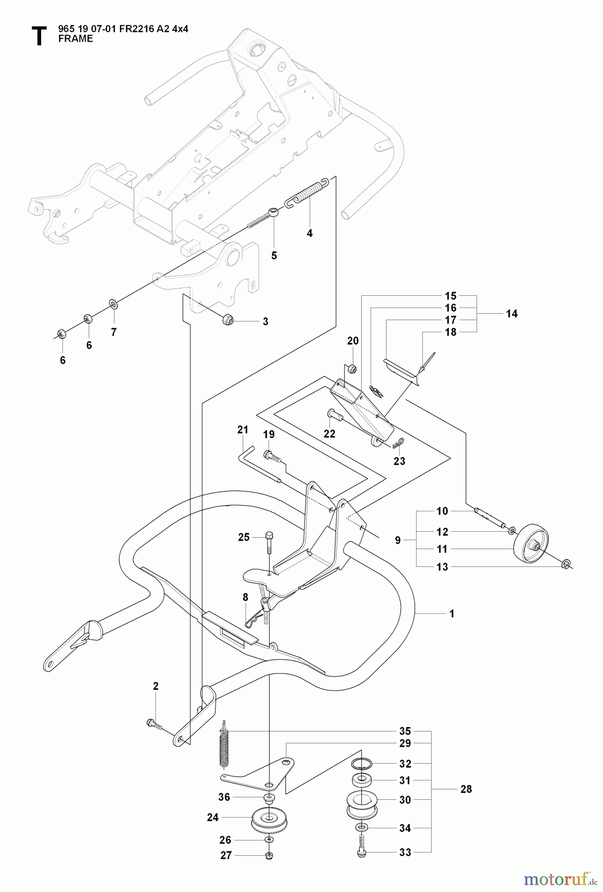Jonsered Reitermäher FR2216 A2 4X4 (965190701) - Jonsered Rear-Engine Riding Mower (2008-01) FRAME