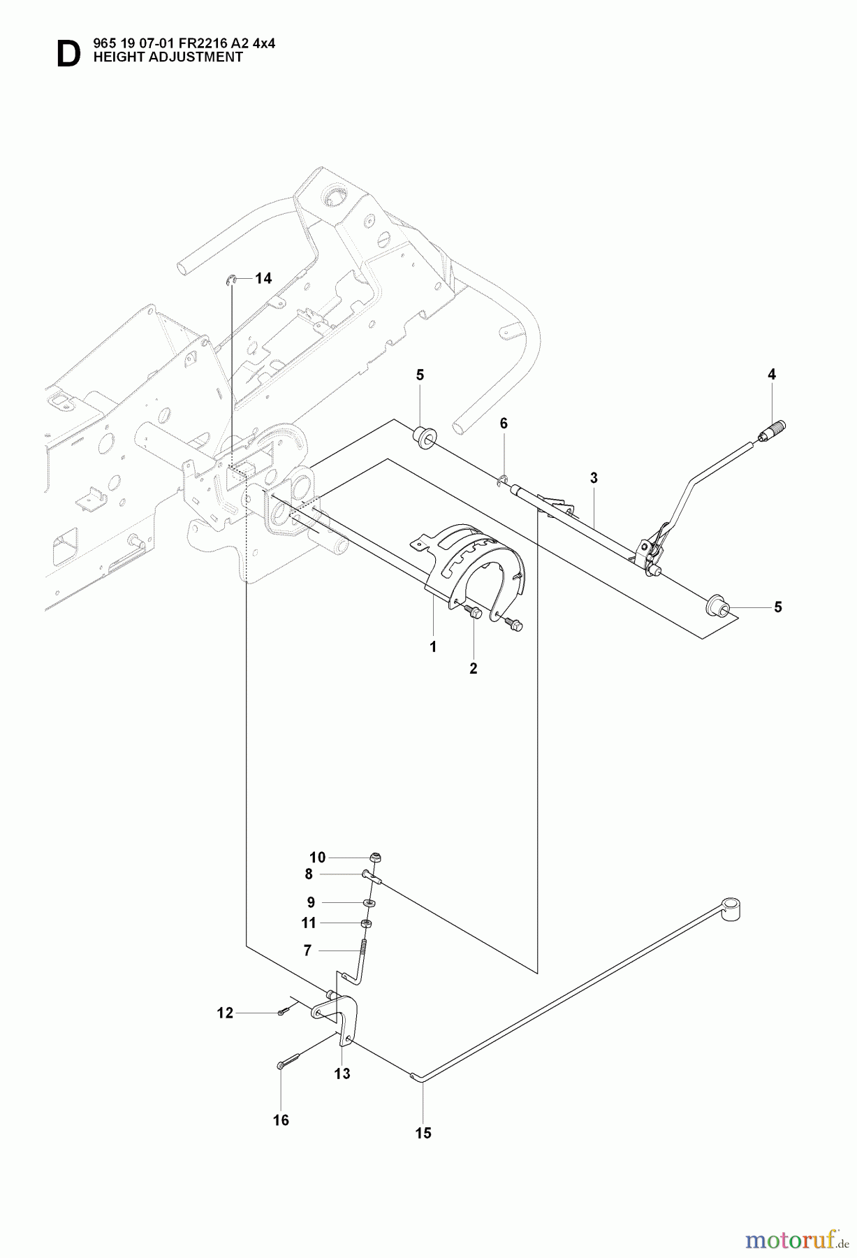 Jonsered Reitermäher FR2216 A2 4X4 (965190701) - Jonsered Rear-Engine Riding Mower (2008-01) HEIGHT ADJUSTMENT