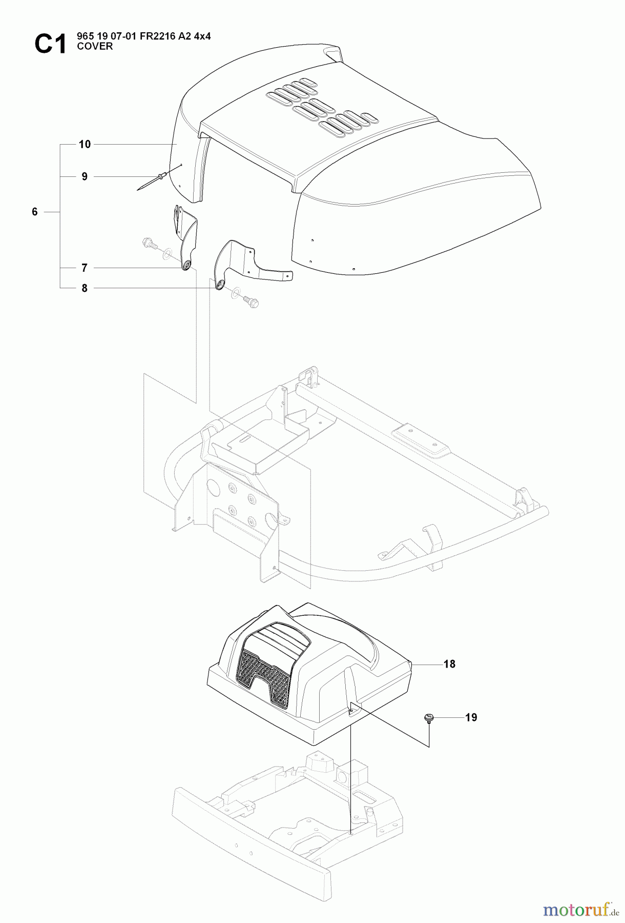 Jonsered Reitermäher FR2216 A2 4X4 (965190701) - Jonsered Rear-Engine Riding Mower (2008-01) HOOD