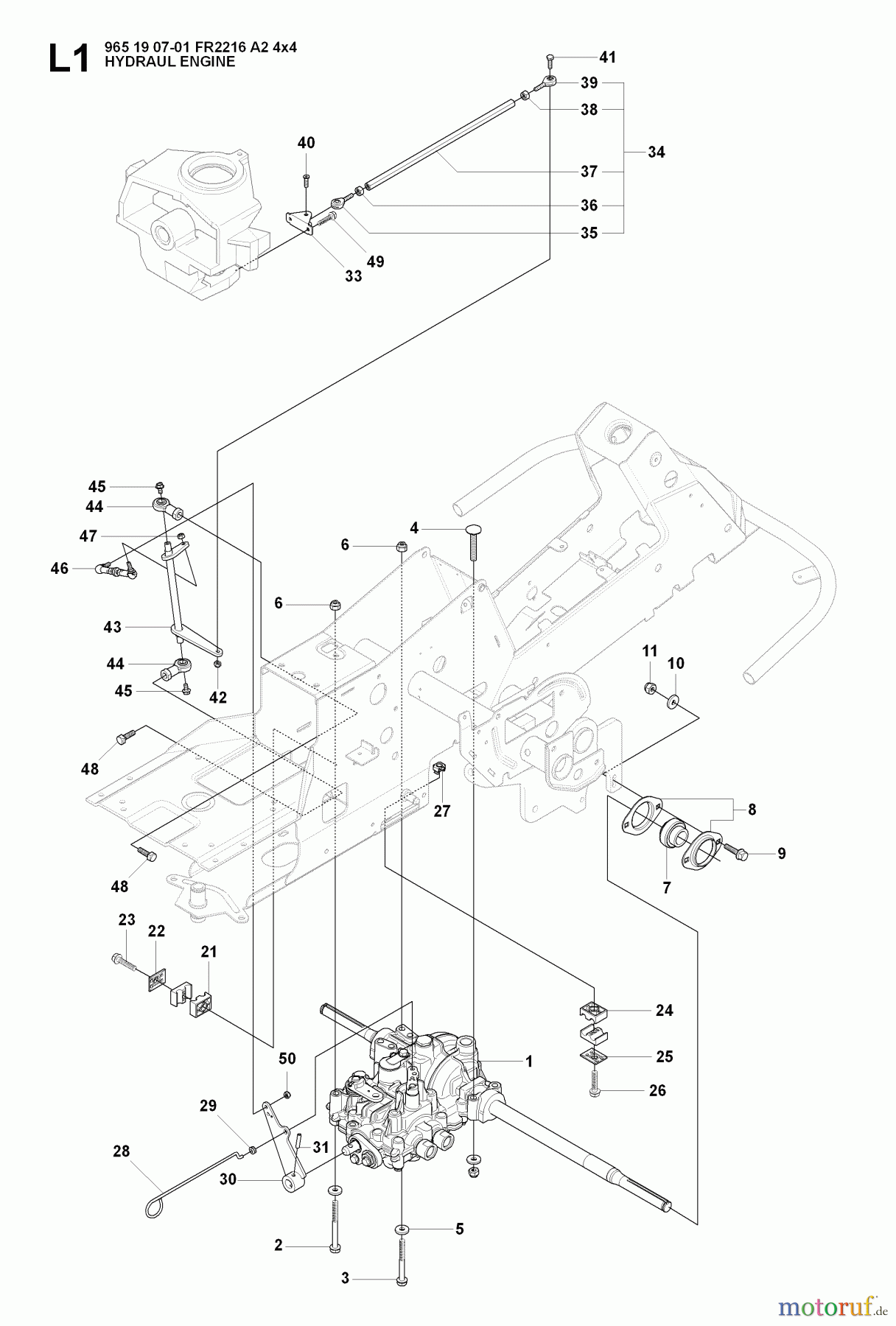 Jonsered Reitermäher FR2216 A2 4X4 (965190701) - Jonsered Rear-Engine Riding Mower (2008-01) HYDRAULIC PUMP- MOTOR #1