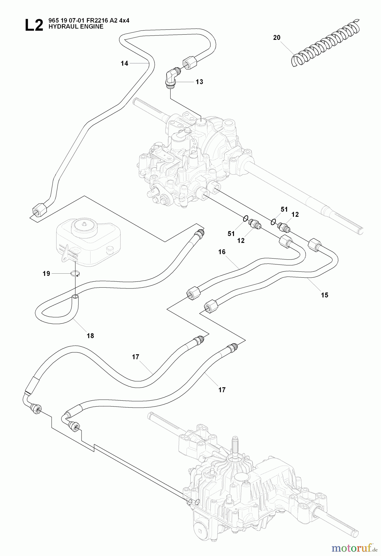 Jonsered Reitermäher FR2216 A2 4X4 (965190701) - Jonsered Rear-Engine Riding Mower (2008-01) HYDRAULIC PUMP- MOTOR #2