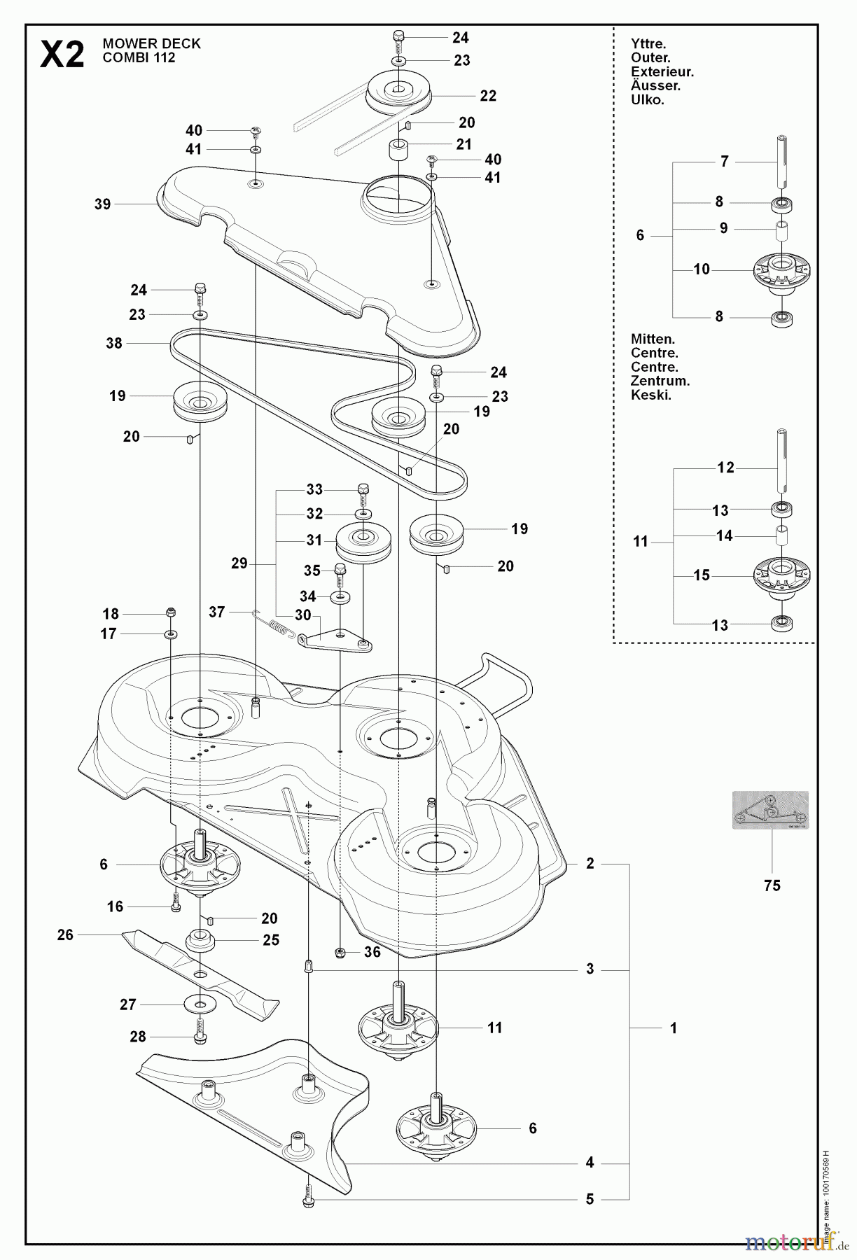 Jonsered Reitermäher FR2216 A2 4X4 (965190701) - Jonsered Rear-Engine Riding Mower (2009-02) 44 /112CM CUTTING DECK #3