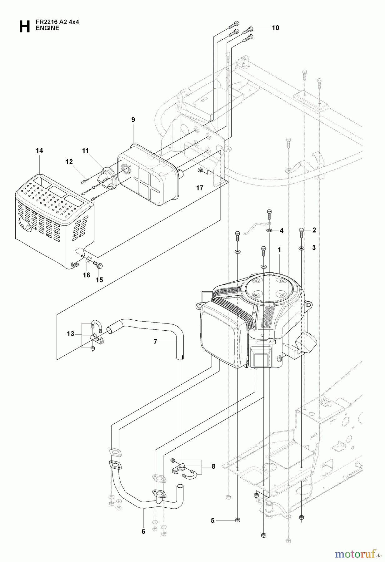 Jonsered Reitermäher FR2216 A2 4X4 (965190701) - Jonsered Rear-Engine Riding Mower (2009-02) ENGINE