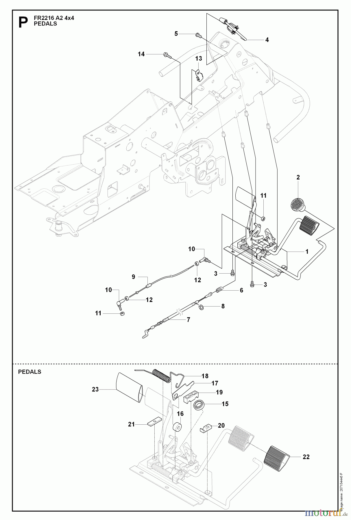 Jonsered Reitermäher FR2216 A2 4X4 (965190701) - Jonsered Rear-Engine Riding Mower (2009-02) PEDALS
