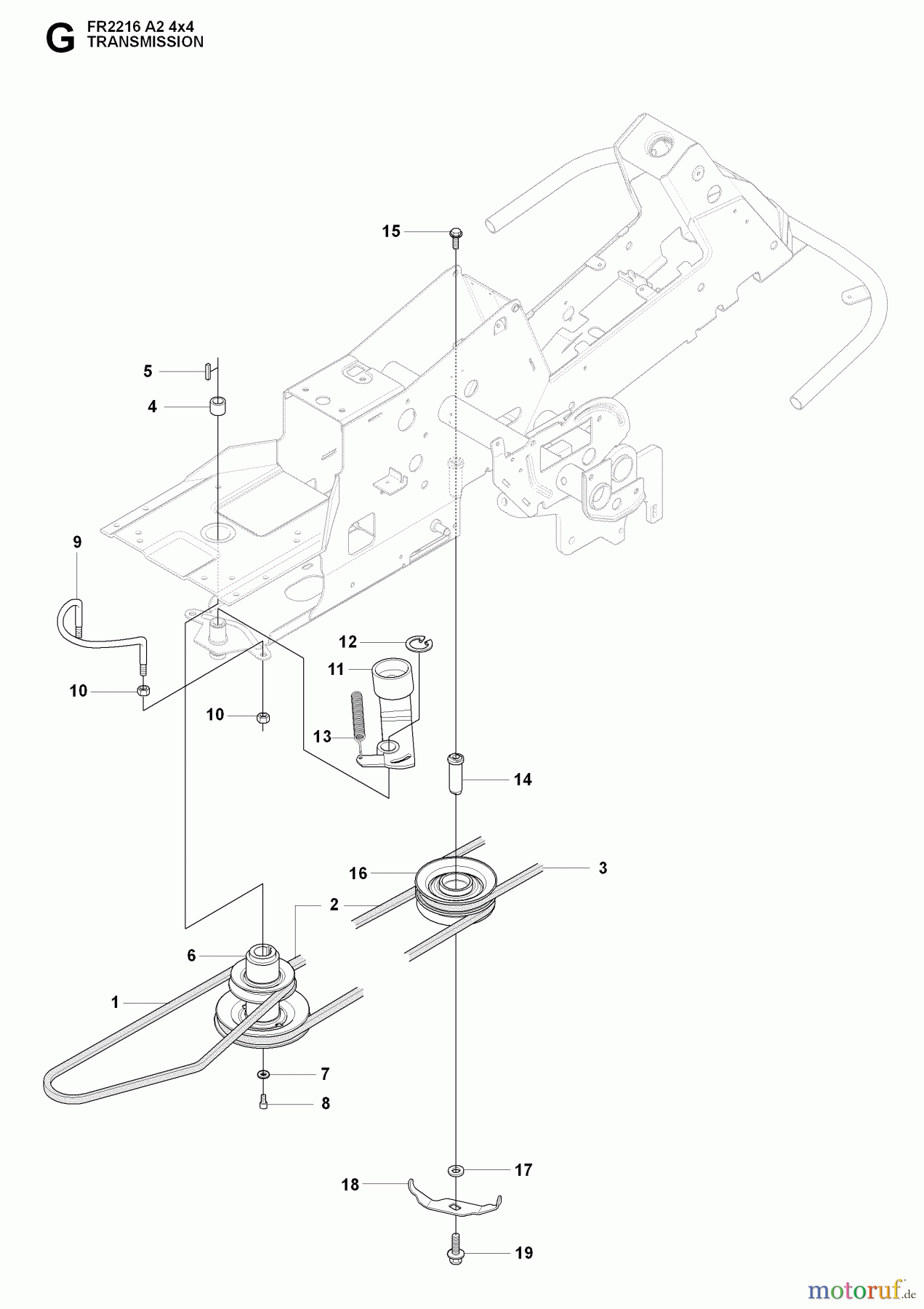 Jonsered Reitermäher FR2216 A2 4X4 (965190701) - Jonsered Rear-Engine Riding Mower (2009-02) TRANSMISSION #1