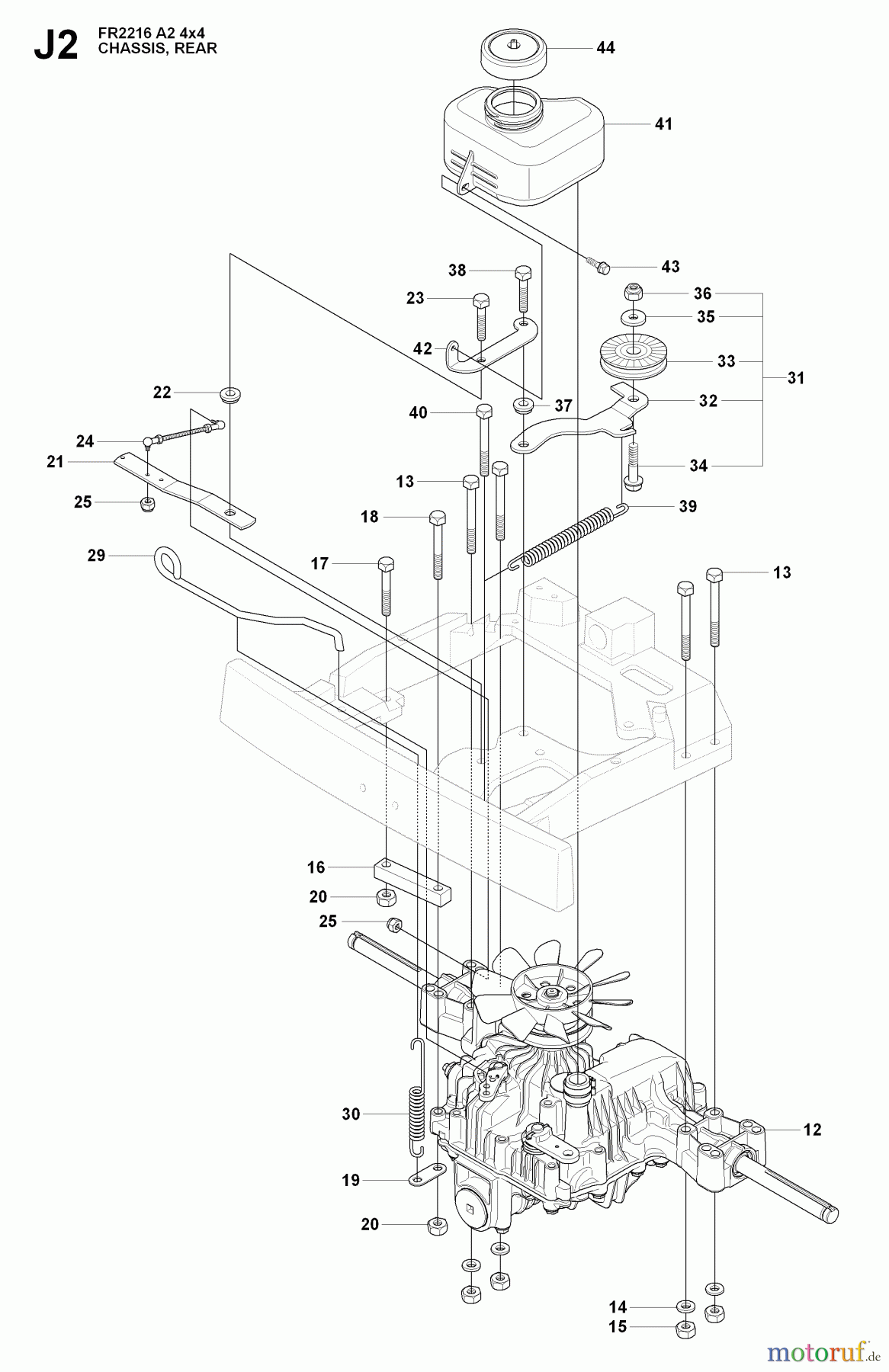 Jonsered Reitermäher FR2216 A2 4X4 (965190701) - Jonsered Rear-Engine Riding Mower (2009-02) TRANSMISSION #3