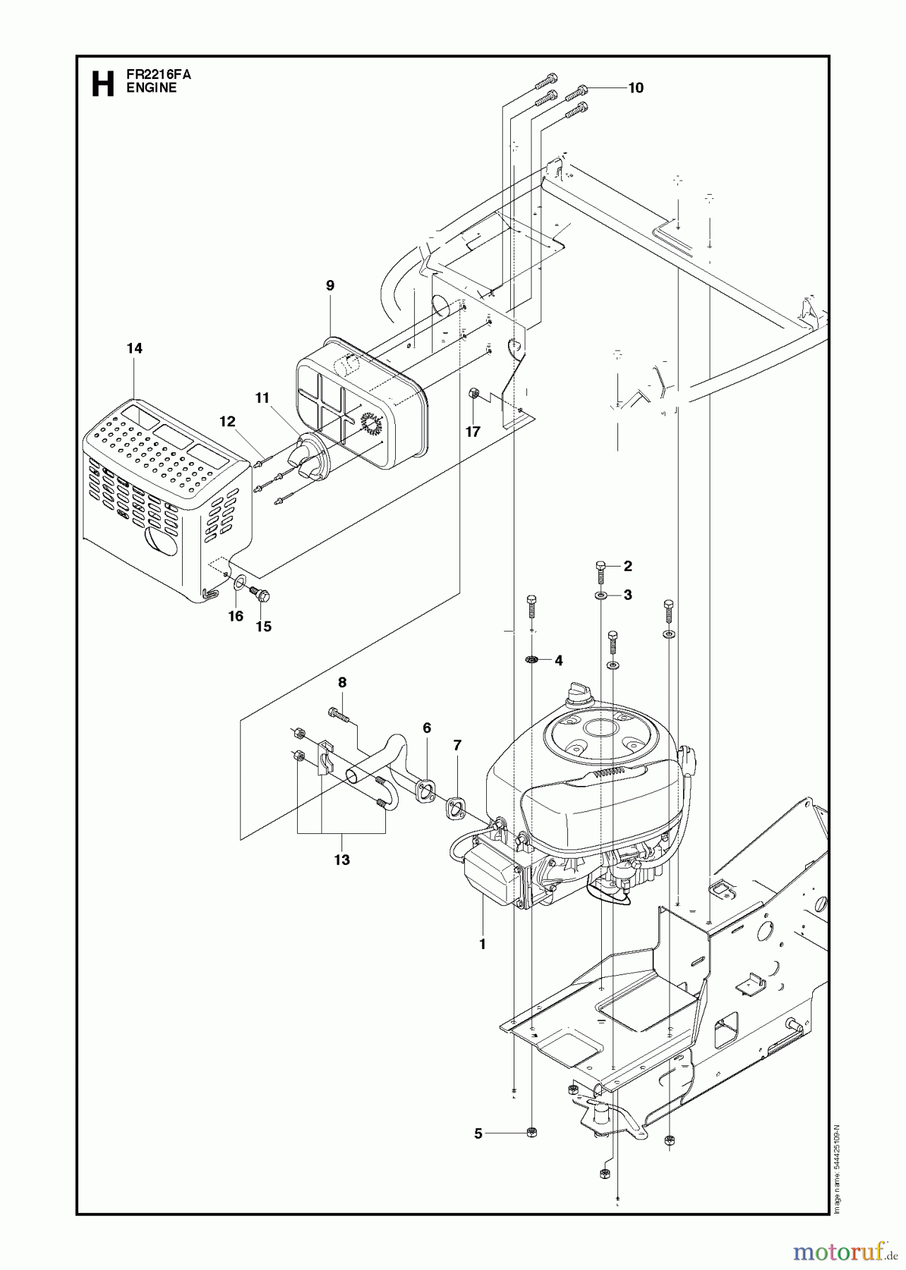 Jonsered Reitermäher FR2216 FA (966414801) - Jonsered Rear-Engine Riding Mower (2010-03) ENGINE