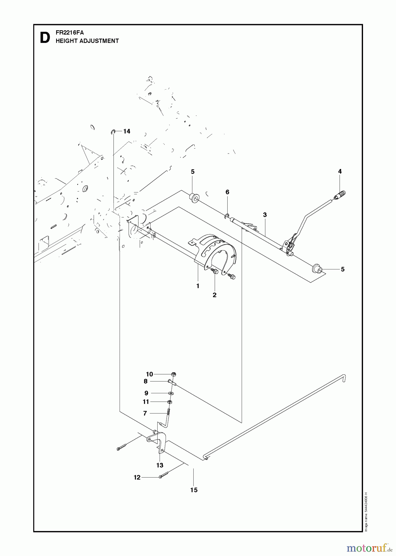 Jonsered Reitermäher FR2216 FA (966414801) - Jonsered Rear-Engine Riding Mower (2010-03) HEIGHT ADJUSTMENT