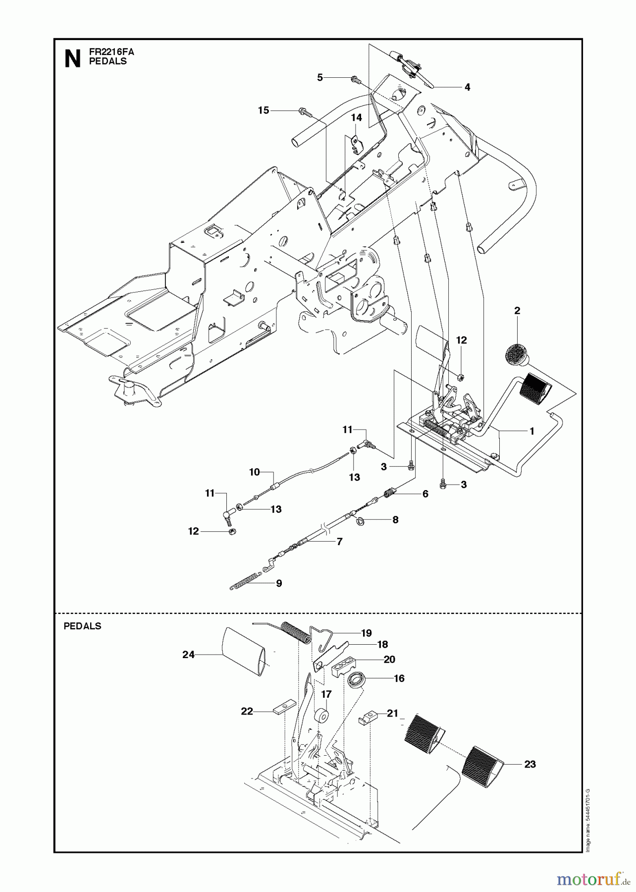 Jonsered Reitermäher FR2216 FA (966414801) - Jonsered Rear-Engine Riding Mower (2010-03) PEDALS