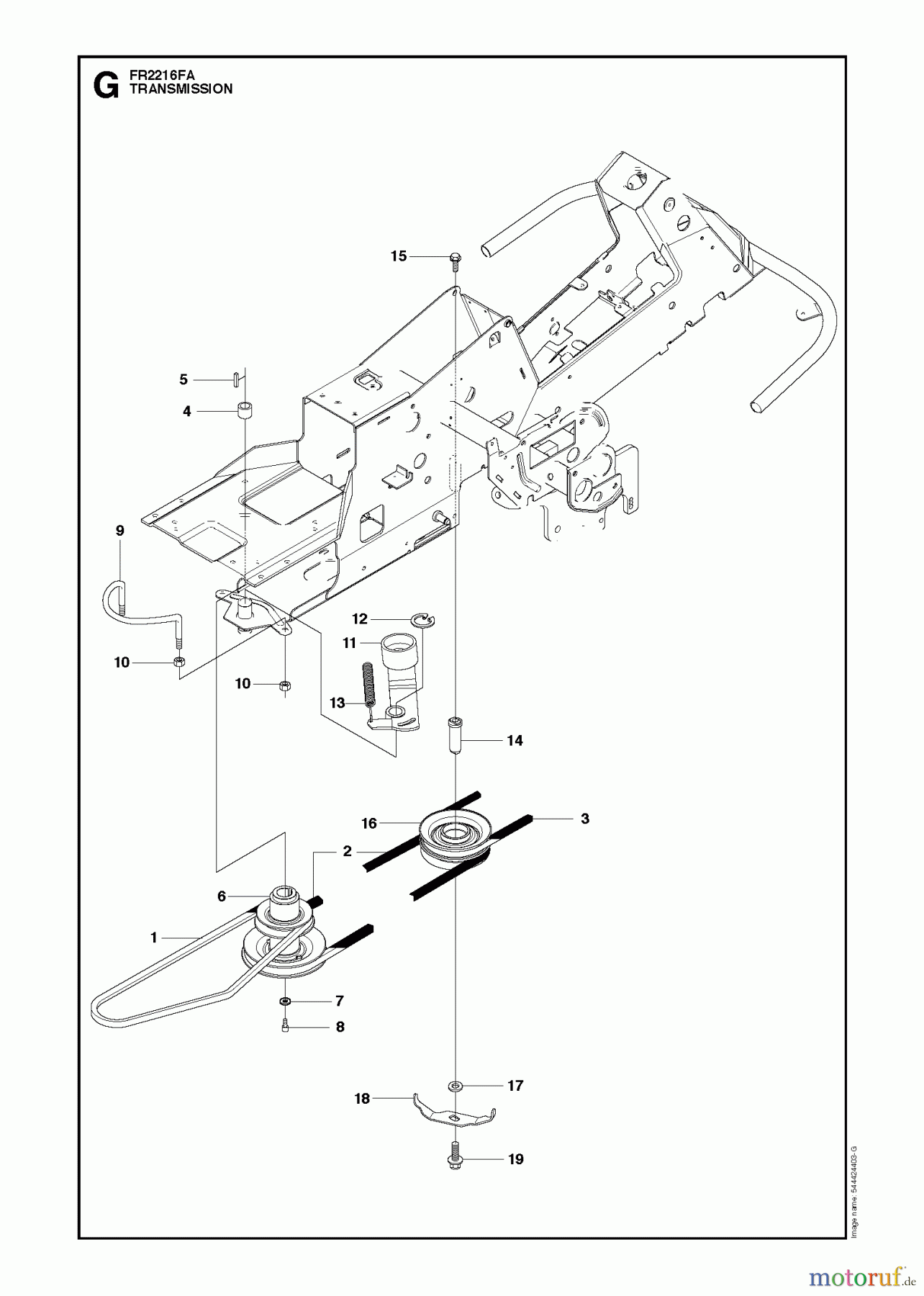 Jonsered Reitermäher FR2216 FA (966414801) - Jonsered Rear-Engine Riding Mower (2010-03) TRANSMISSION #2