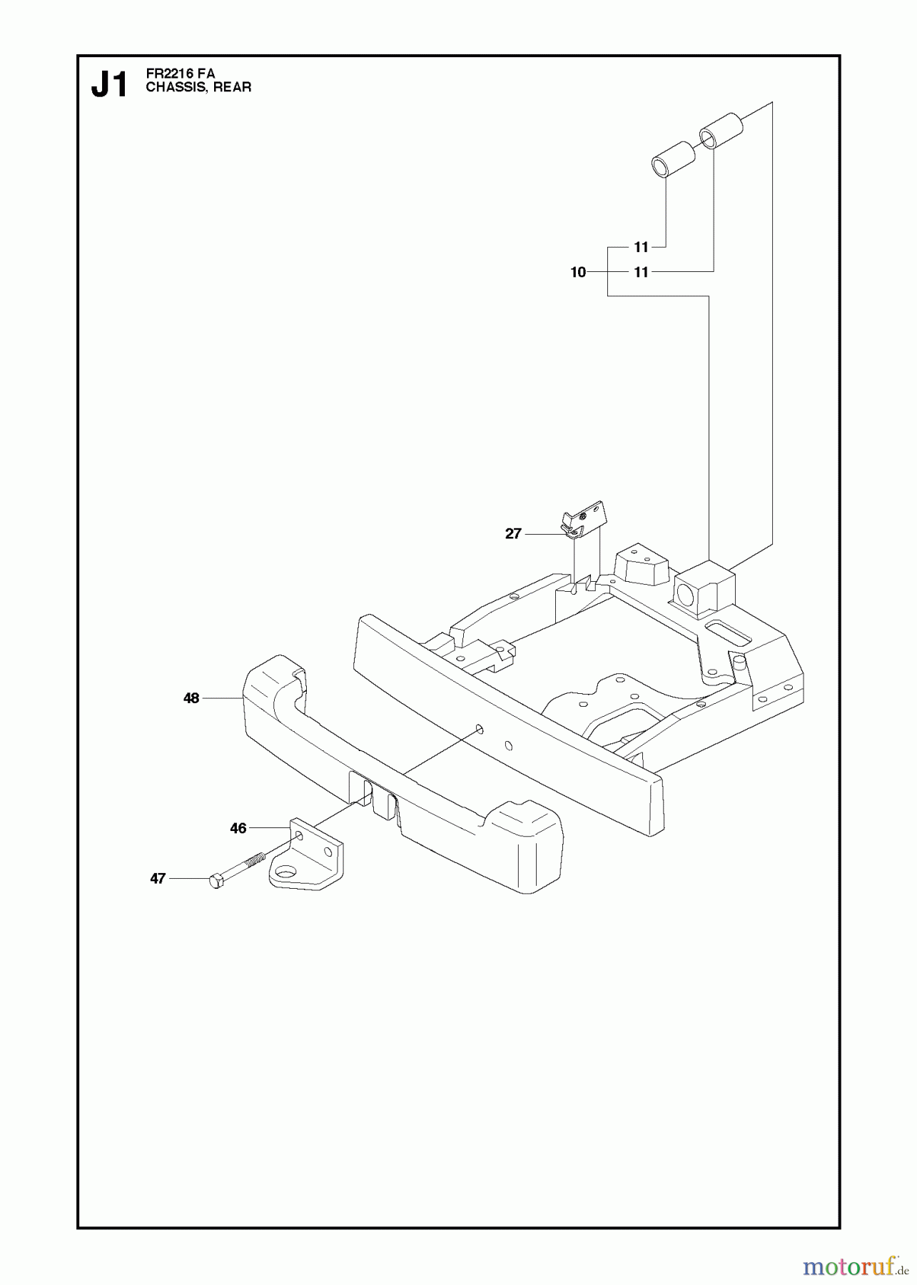 Jonsered Reitermäher FR2216 FA (966773601) - Jonsered Rear-Engine Riding Mower (2012) CHASSIS REAR #1