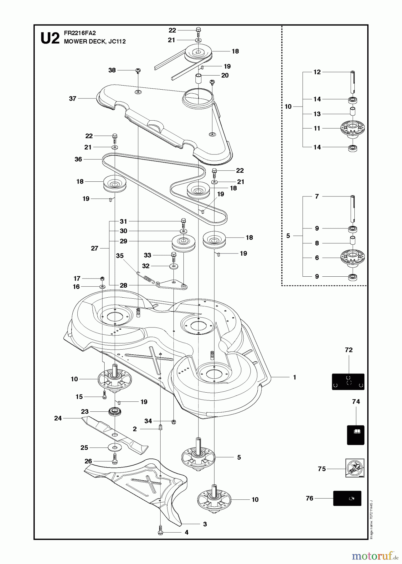 Jonsered Reitermäher FR2216 FA2 (966415101) - Jonsered Rear-Engine Riding Mower (2010-03) 44 /112CM CUTTING DECK #1