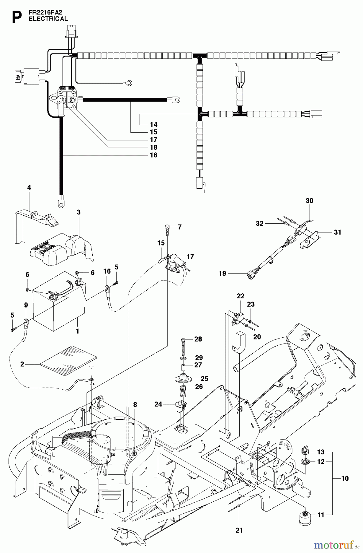  Jonsered Reitermäher FR2216 FA2 (966415101) - Jonsered Rear-Engine Riding Mower (2010-07) ELECTRICAL