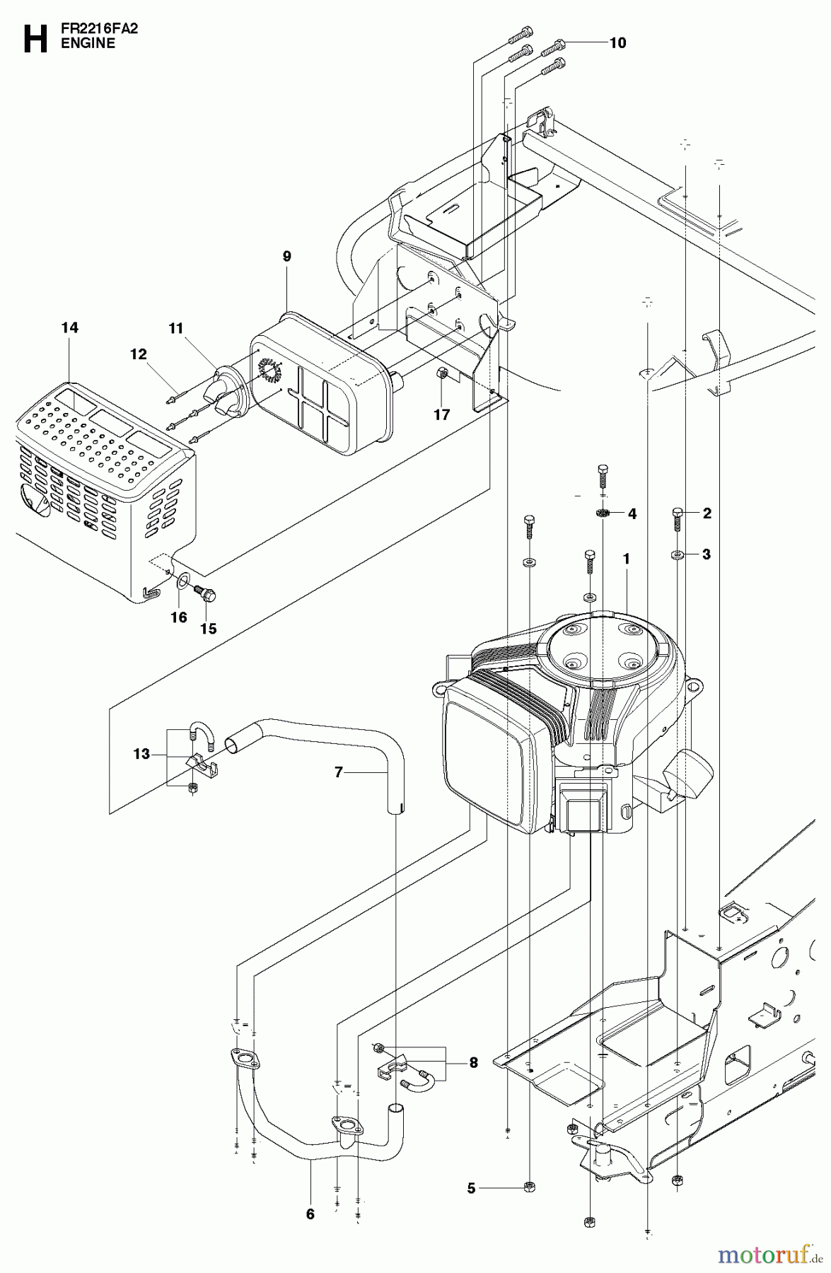 Jonsered Reitermäher FR2216 FA2 (966415101) - Jonsered Rear-Engine Riding Mower (2010-07) ENGINE