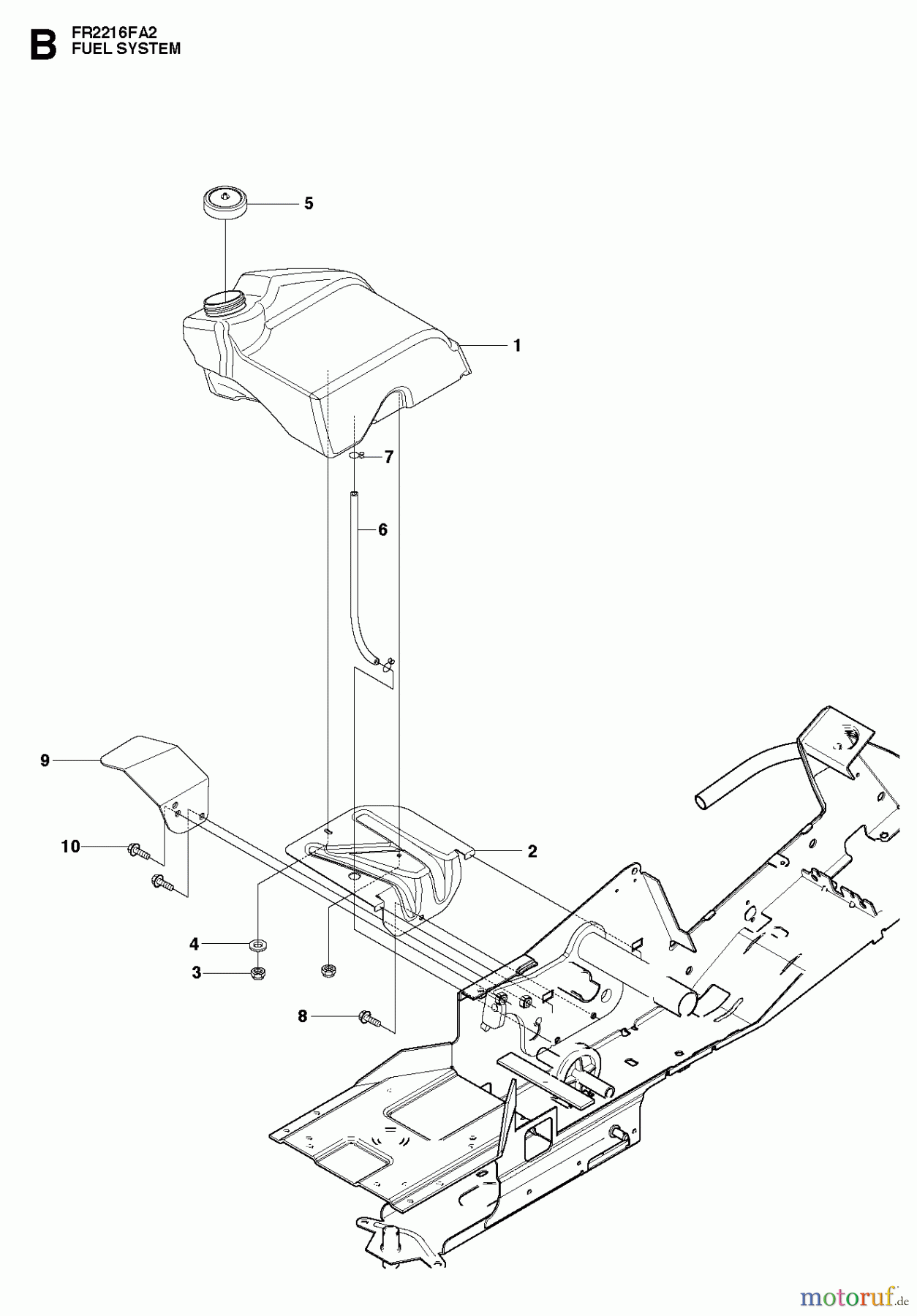 Jonsered Reitermäher FR2216 FA2 (966415101) - Jonsered Rear-Engine Riding Mower (2010-07) FUEL SYSTEM