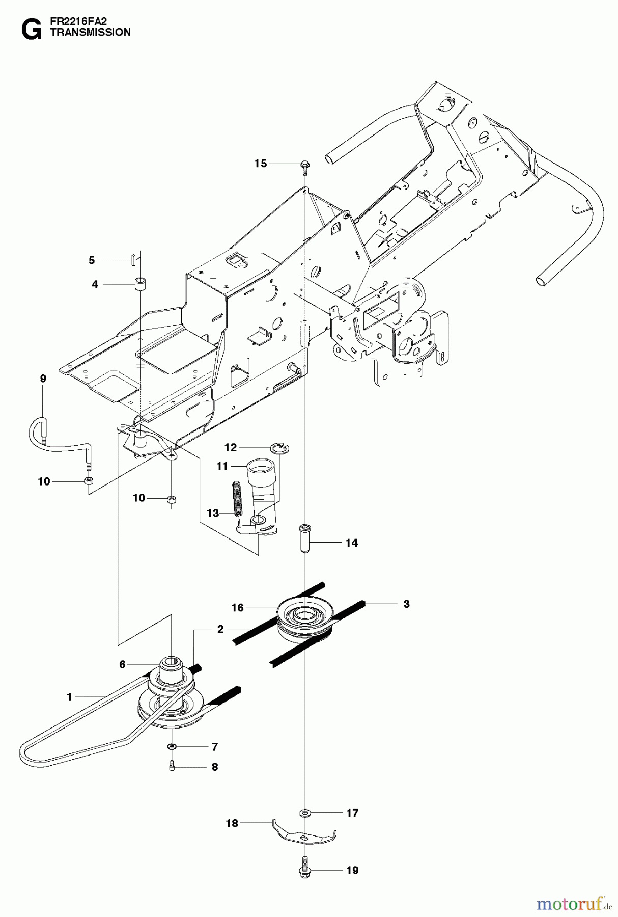 Jonsered Reitermäher FR2216 FA2 (966415101) - Jonsered Rear-Engine Riding Mower (2010-07) TRANSMISSION