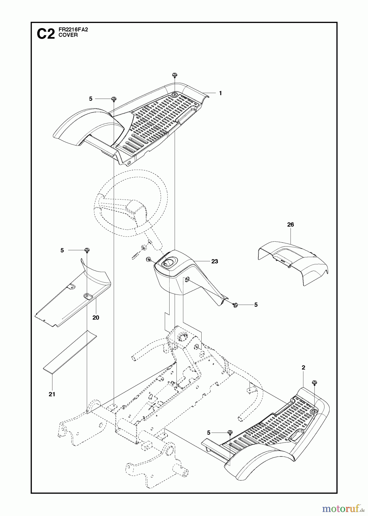 Jonsered Reitermäher FR2216 FA2 (966773801) - Jonsered Rear-Engine Riding Mower (2012) COVER #3