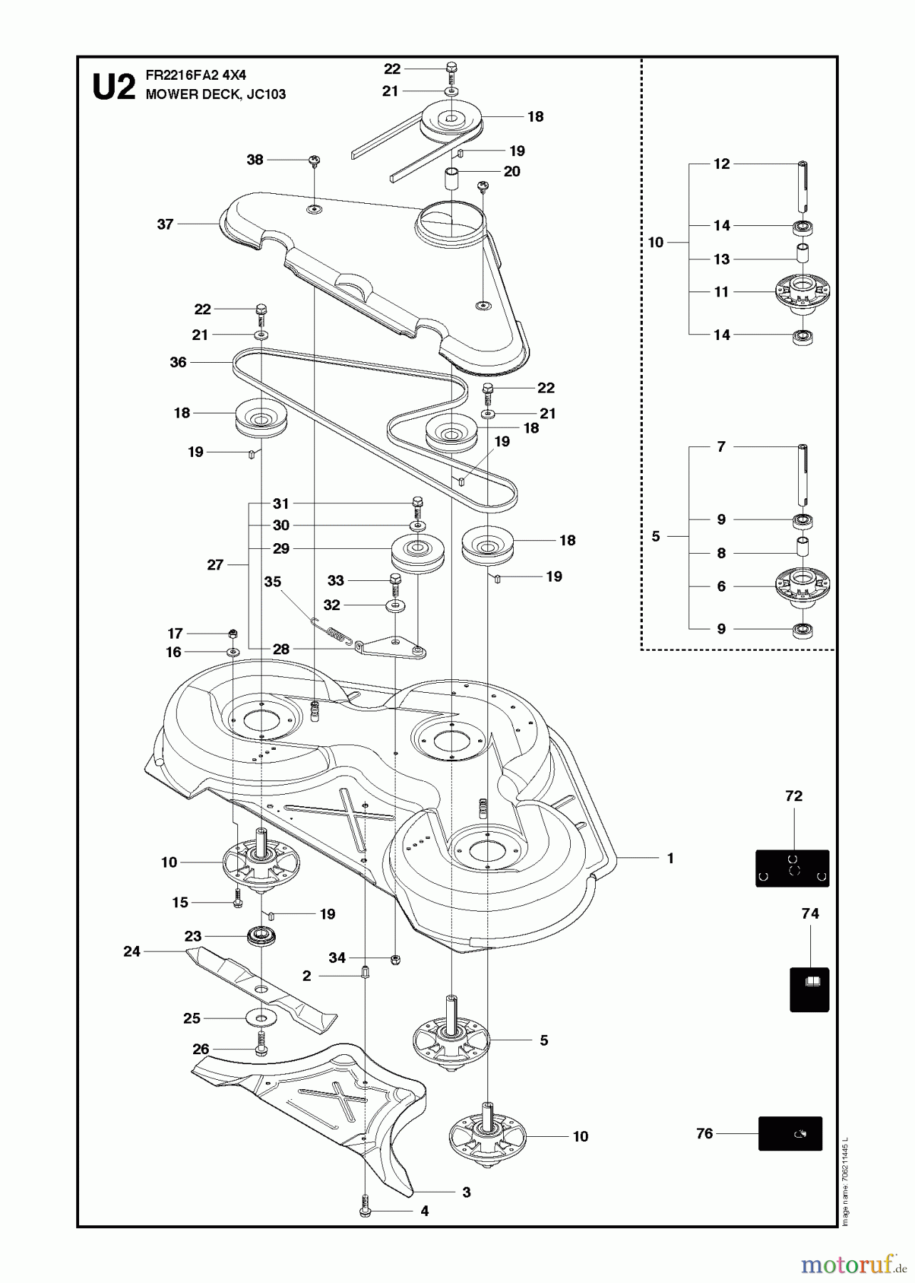 Jonsered Reitermäher FR2216 FA2 4x4 (966415201) - Jonsered Rear-Engine Riding Mower (2010-03) 103CM CUTTING DECK #1