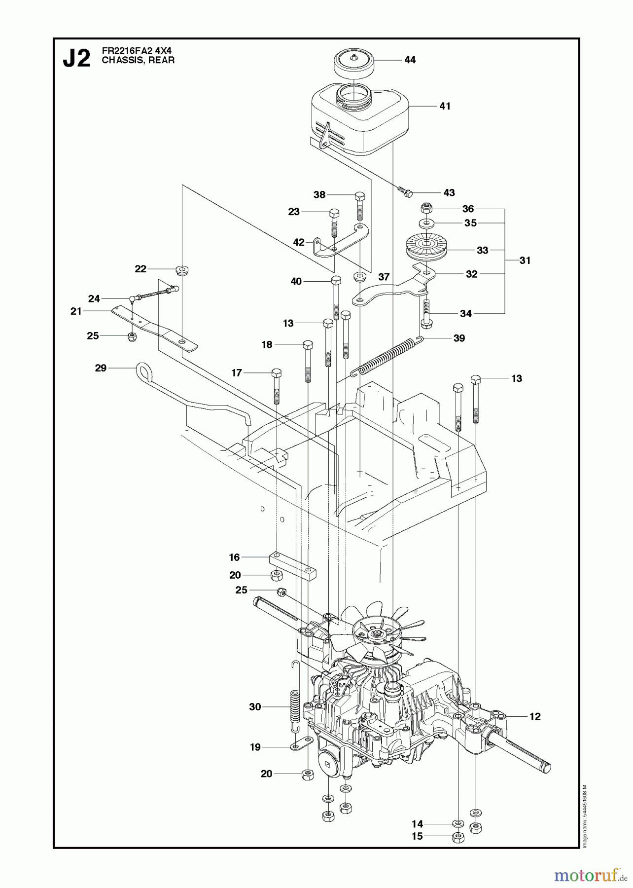 Jonsered Reitermäher FR2216 FA2 4x4 (966415201) - Jonsered Rear-Engine Riding Mower (2010-03) CHASSIS LOWER #1