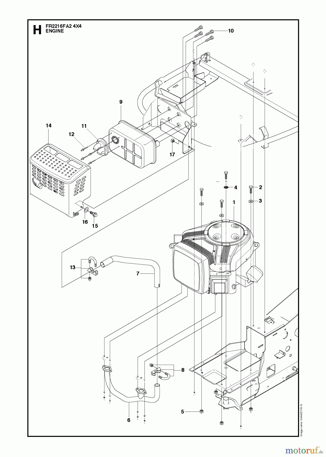Jonsered Reitermäher FR2216 FA2 4x4 (966415201) - Jonsered Rear-Engine Riding Mower (2010-03) ENGINE