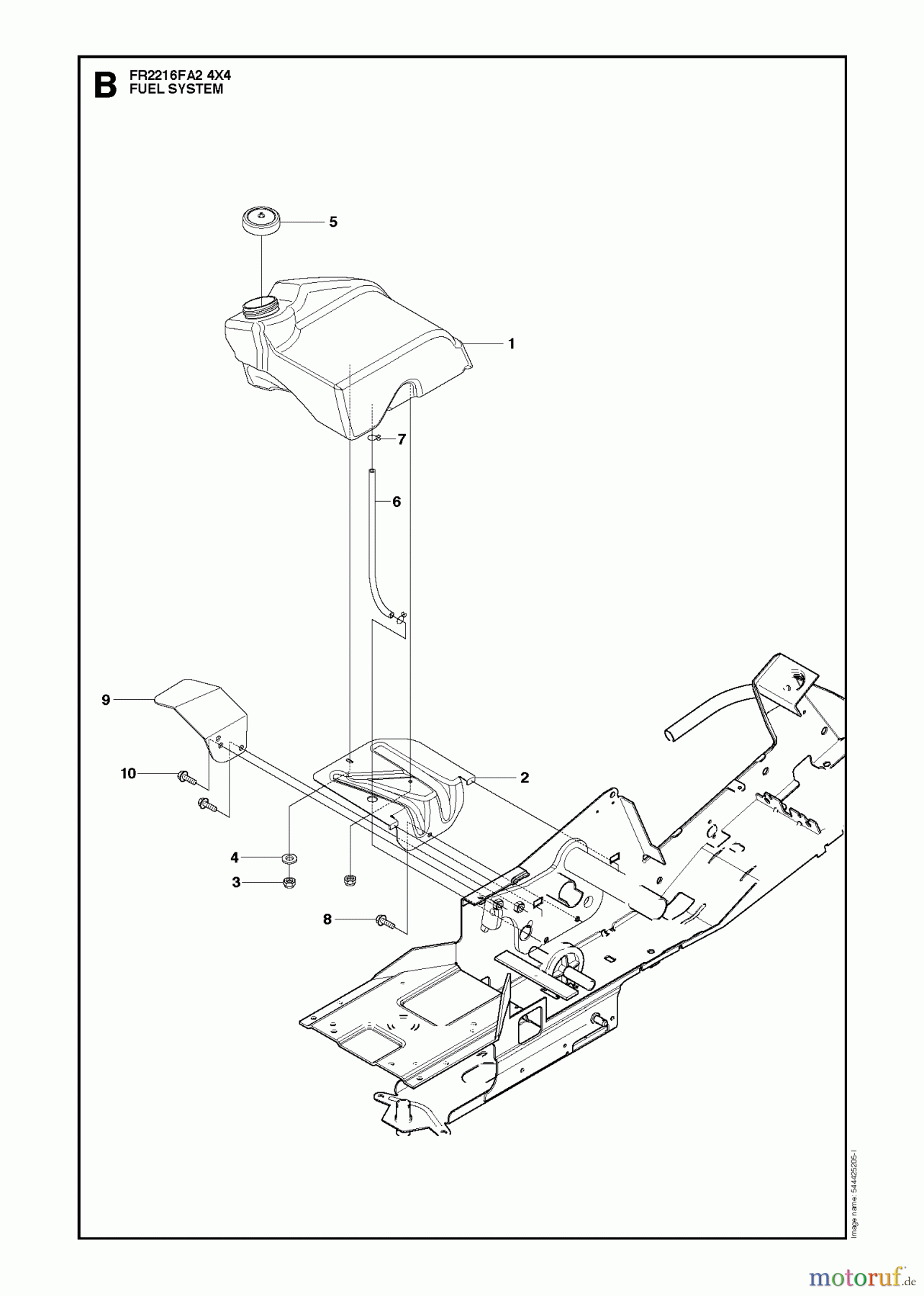 Jonsered Reitermäher FR2216 FA2 4x4 (966415201) - Jonsered Rear-Engine Riding Mower (2010-03) FUEL SYSTEM