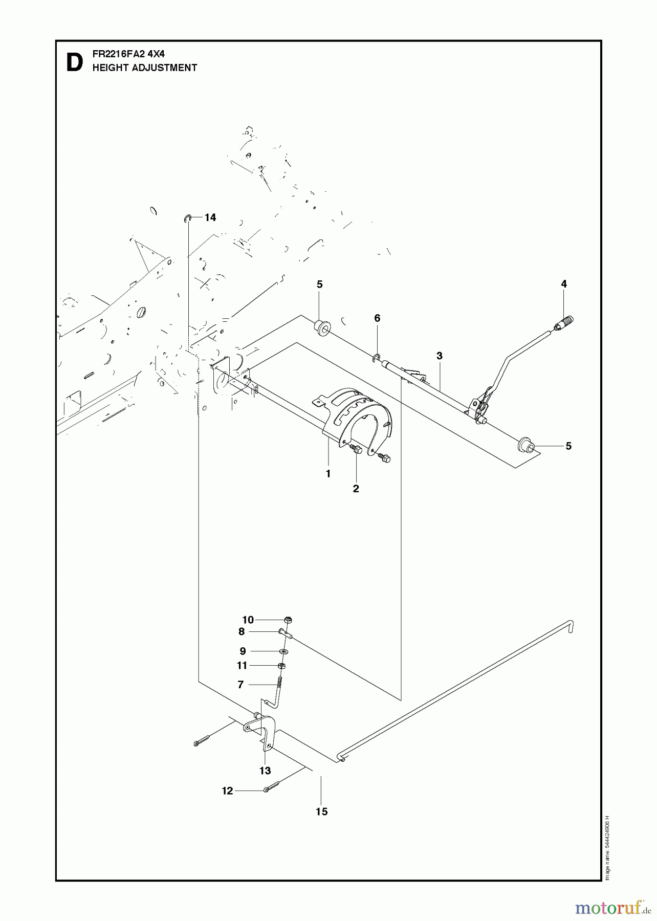 Jonsered Reitermäher FR2216 FA2 4x4 (966415201) - Jonsered Rear-Engine Riding Mower (2010-03) Height Adjustment