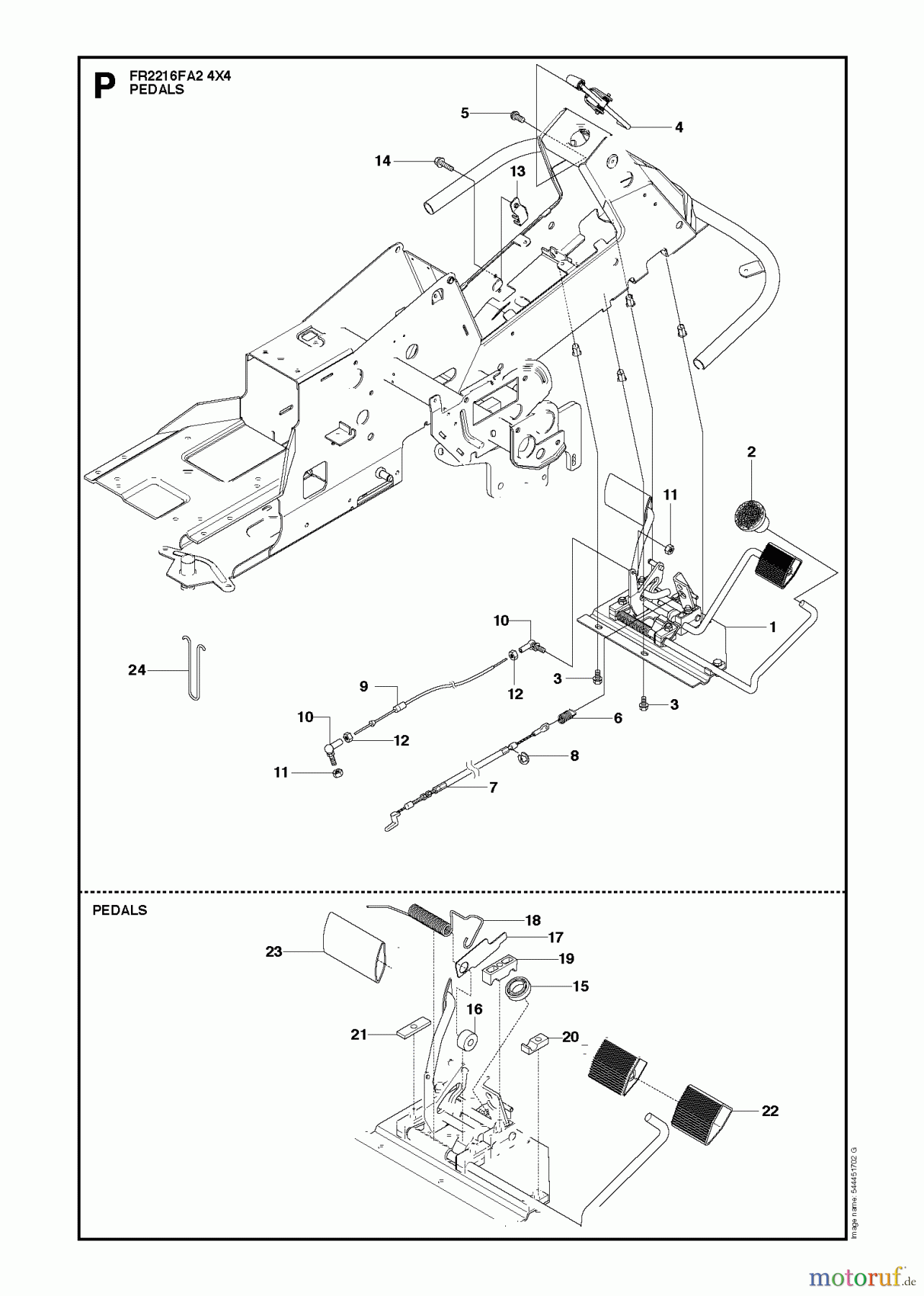 Jonsered Reitermäher FR2216 FA2 4x4 (966415201) - Jonsered Rear-Engine Riding Mower (2010-03) PEDALS