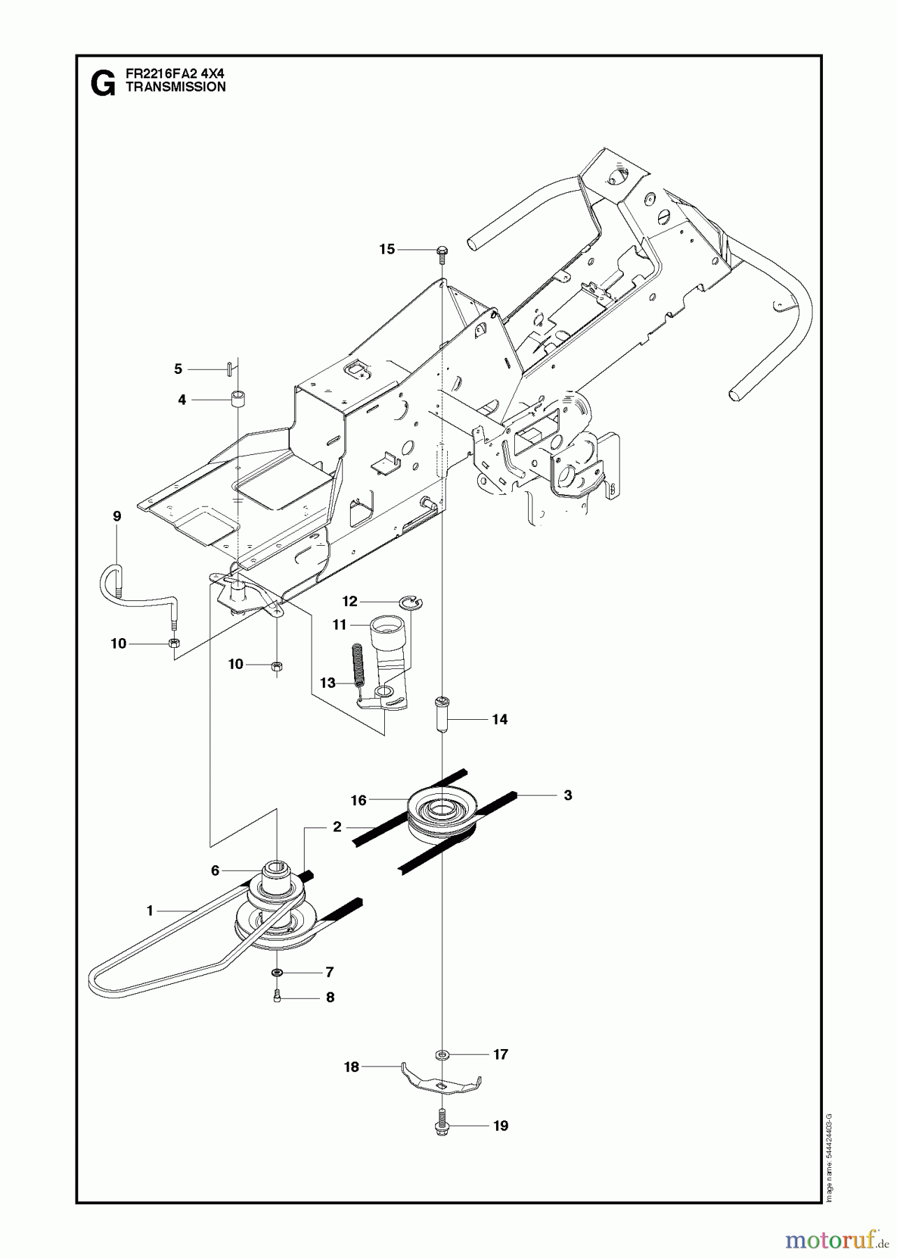 Jonsered Reitermäher FR2216 FA2 4x4 (966415201) - Jonsered Rear-Engine Riding Mower (2010-03) TRANSMISSION
