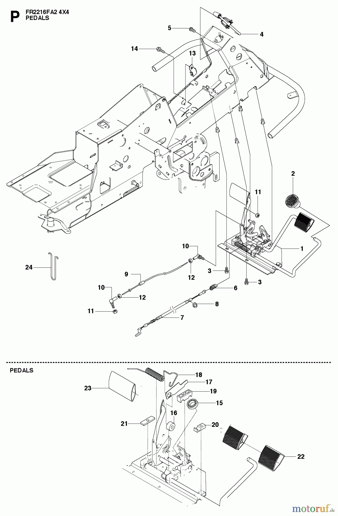  Jonsered Reitermäher FR2216 FA2 4x4 (966415201) - Jonsered Rear-Engine Riding Mower (2010-07) PEDALS