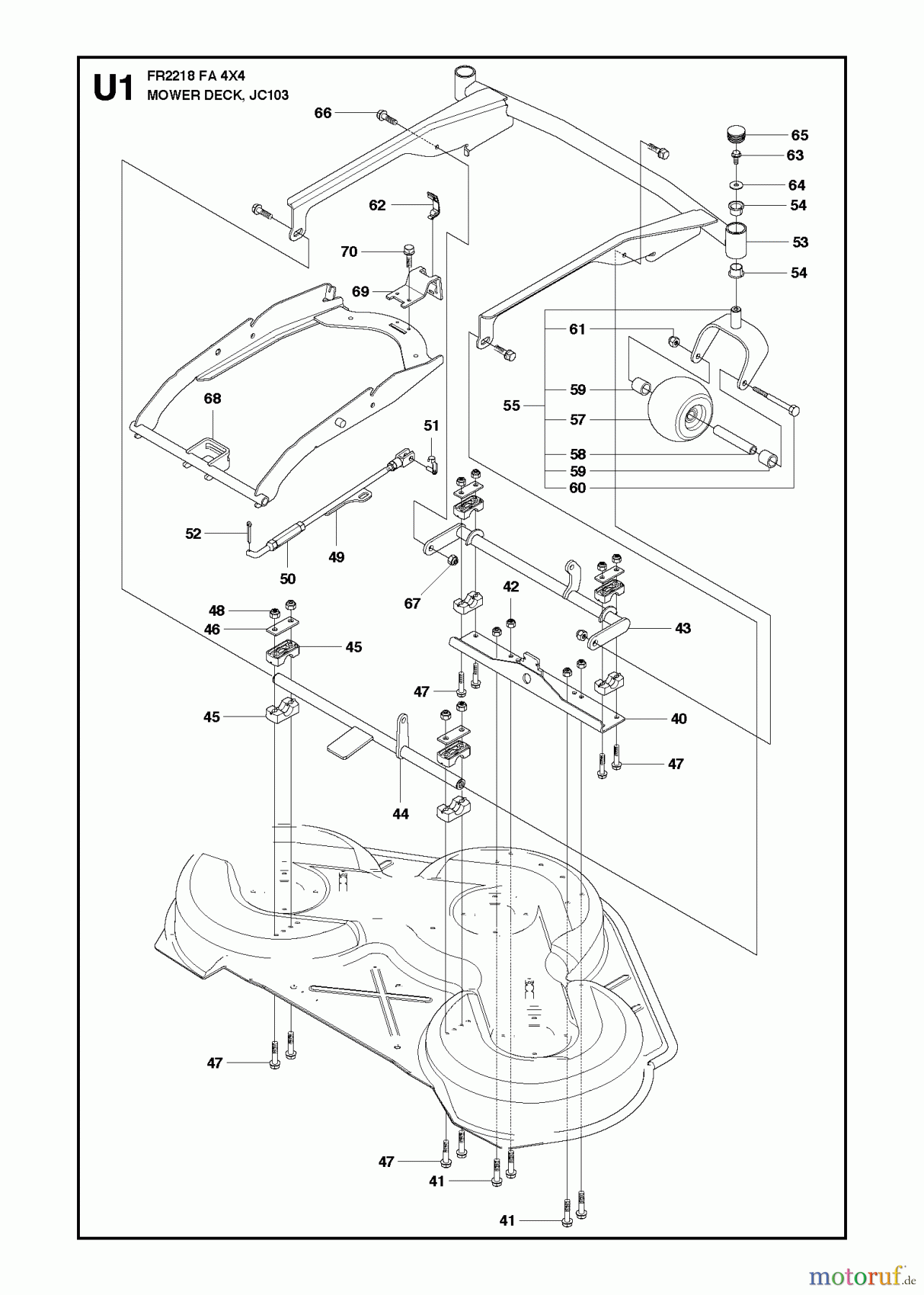 Jonsered Reitermäher FR2216 FA2 4x4 (966773901) - Jonsered Rear-Engine Riding Mower (2012) MOWER DECK / CUTTING DECK #4