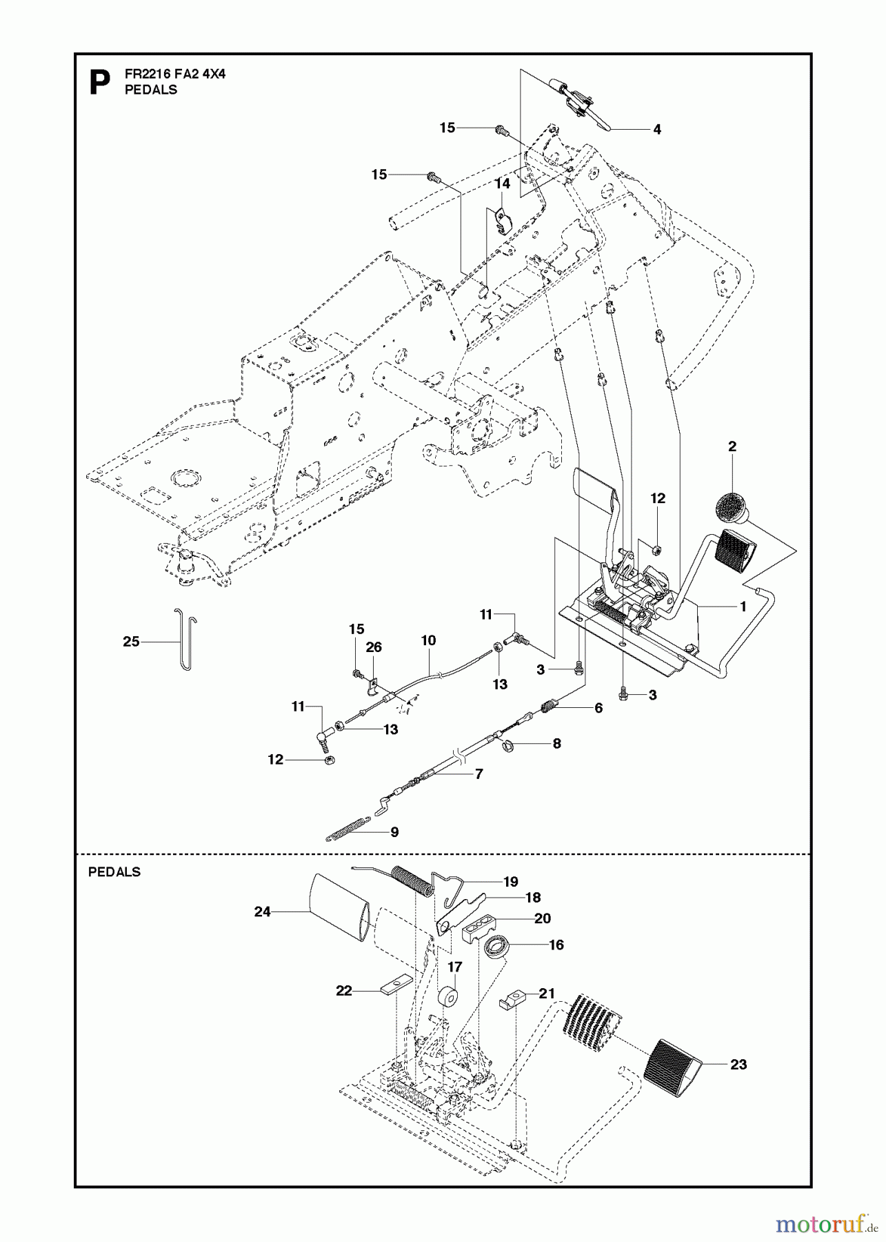 Jonsered Reitermäher FR2216 FA2 4x4 (966773901) - Jonsered Rear-Engine Riding Mower (2012) PEDALS