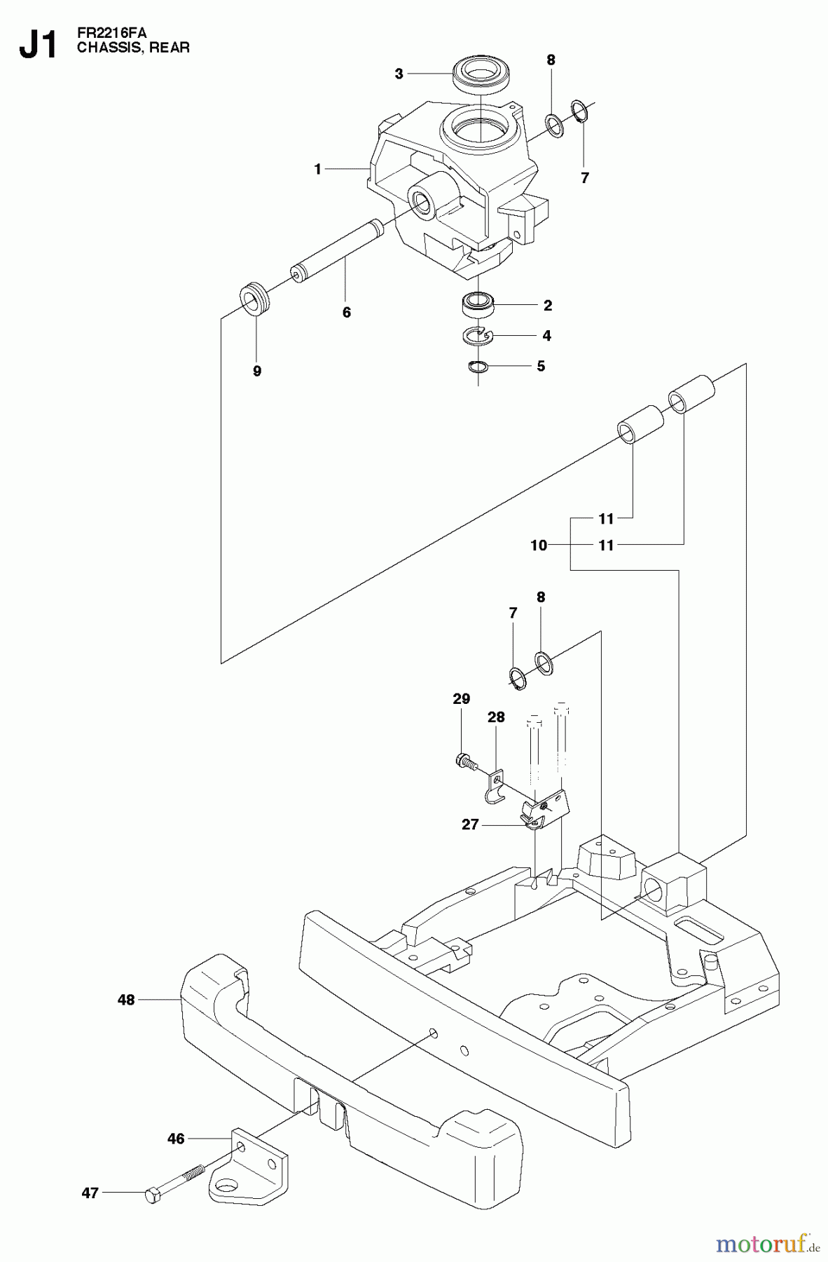  Jonsered Reitermäher FR2216 FR (966414801) - Jonsered Rear-Engine Riding Mower (2010-07) CHASSIS ENGINE PULLEYS #1