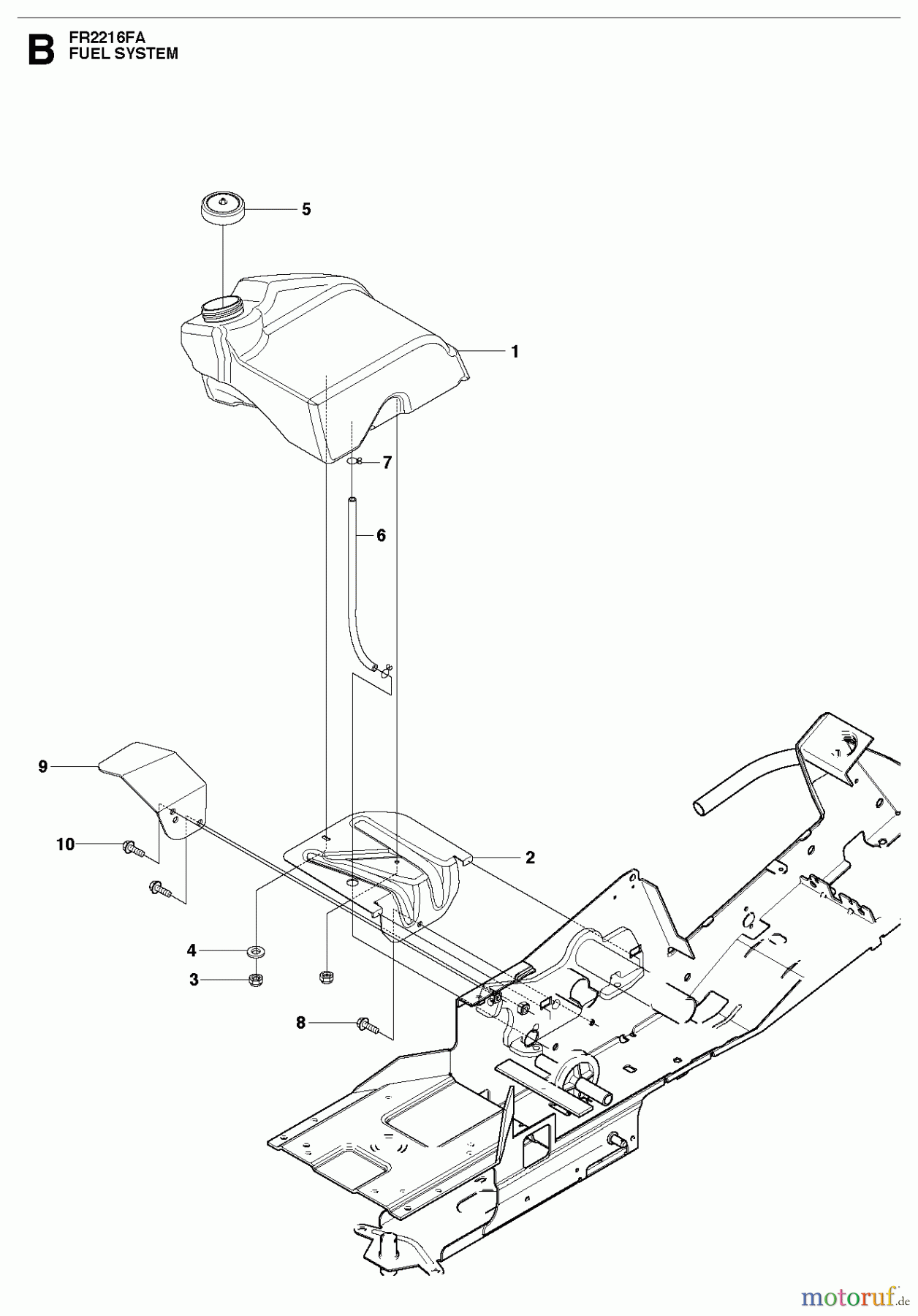  Jonsered Reitermäher FR2216 FR (966414801) - Jonsered Rear-Engine Riding Mower (2010-07) FUEL SYSTEM