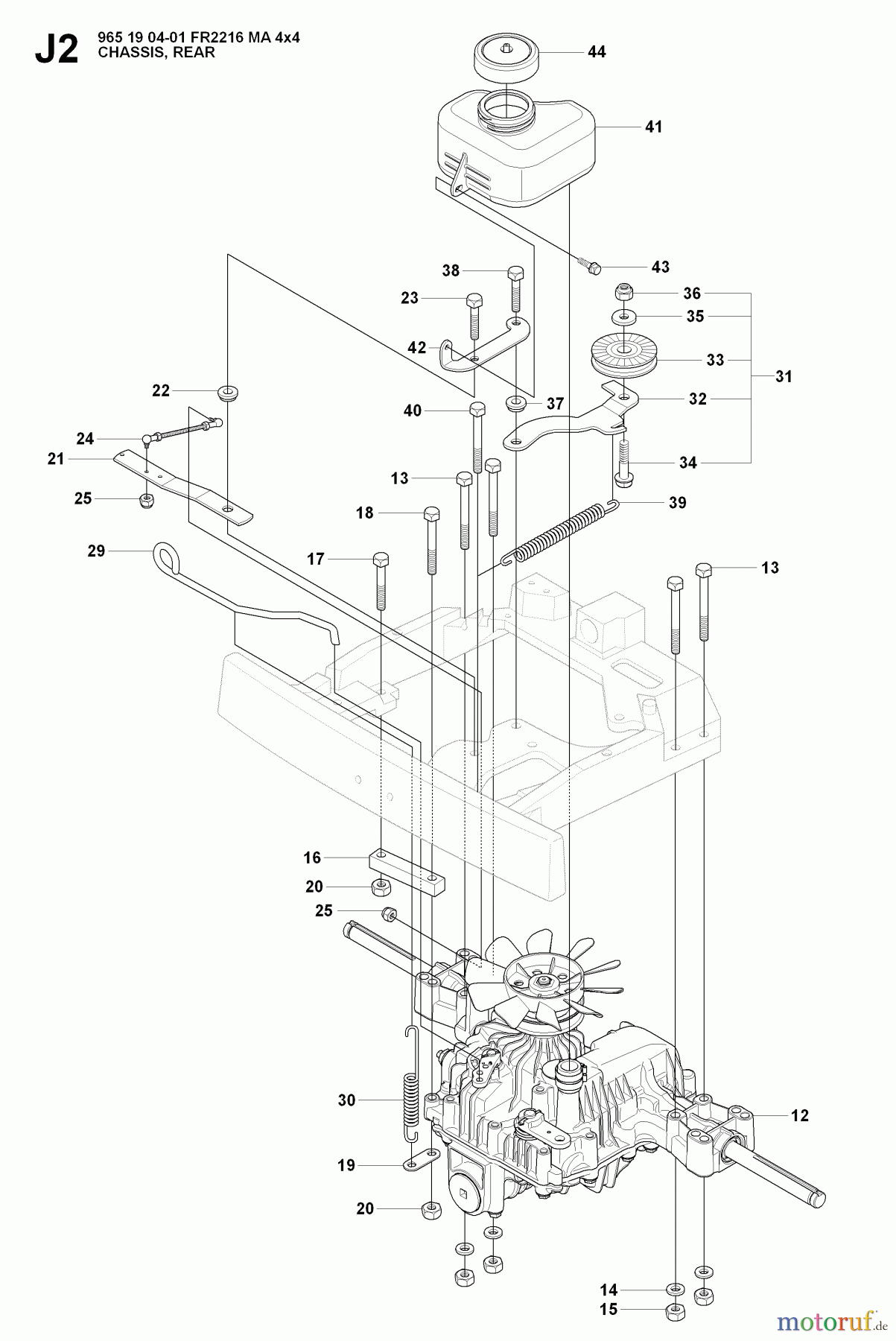 Jonsered Reitermäher FR2216 MA 4x4 (965190401) - Jonsered Rear-Engine Riding Mower (2008-01) COVER REAR #1