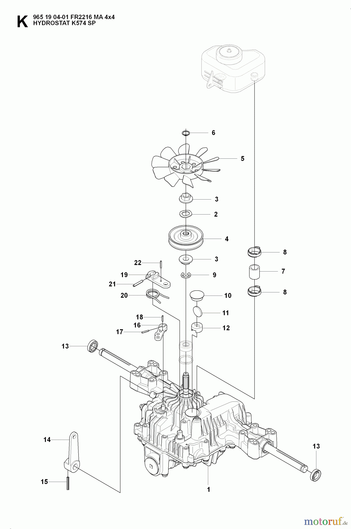Jonsered Reitermäher FR2216 MA 4x4 (965190401) - Jonsered Rear-Engine Riding Mower (2008-01) GEAR HOUSING