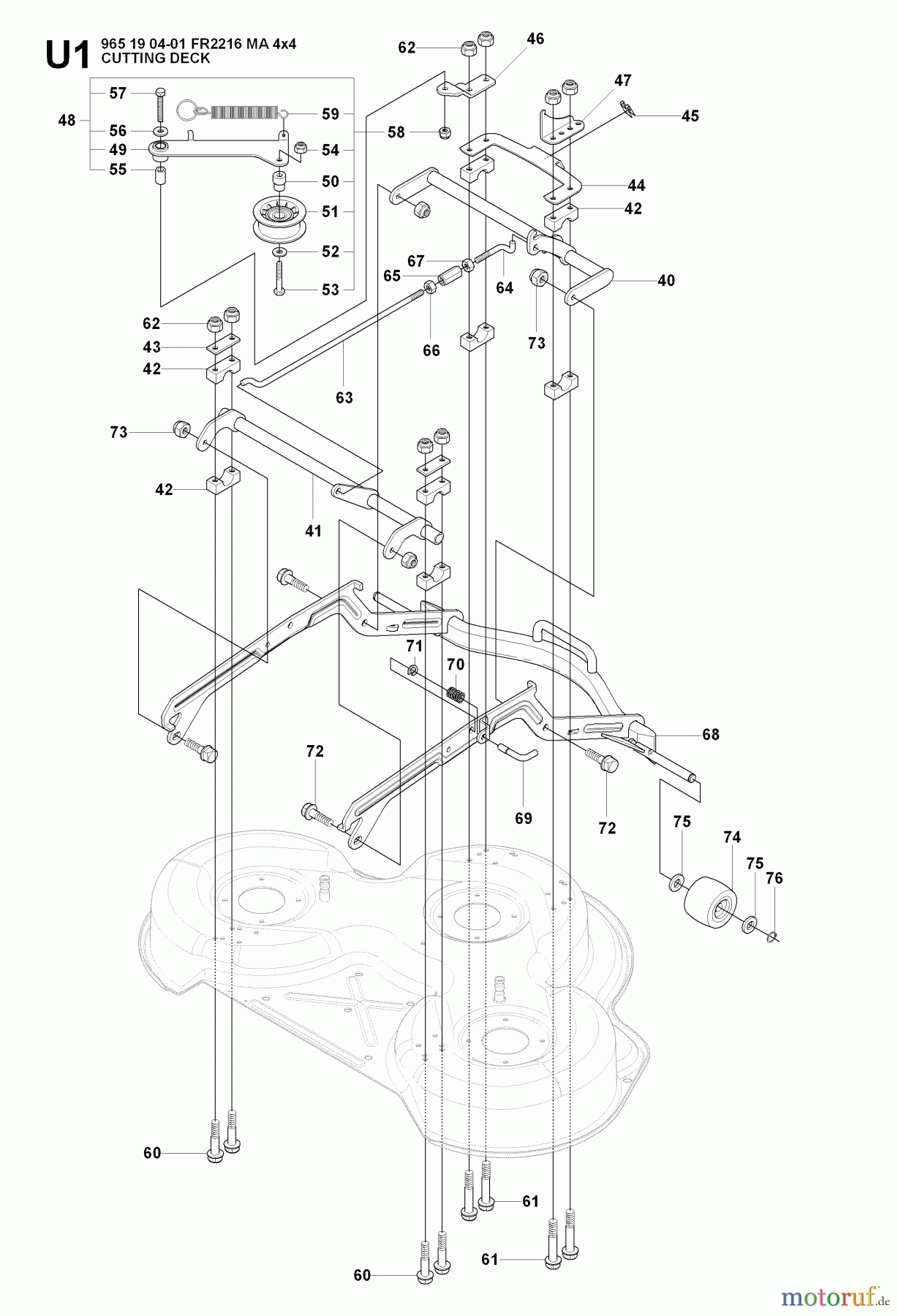 Jonsered Reitermäher FR2216 MA 4x4 (965190401) - Jonsered Rear-Engine Riding Mower (2008-01) PROTECTION FRAME