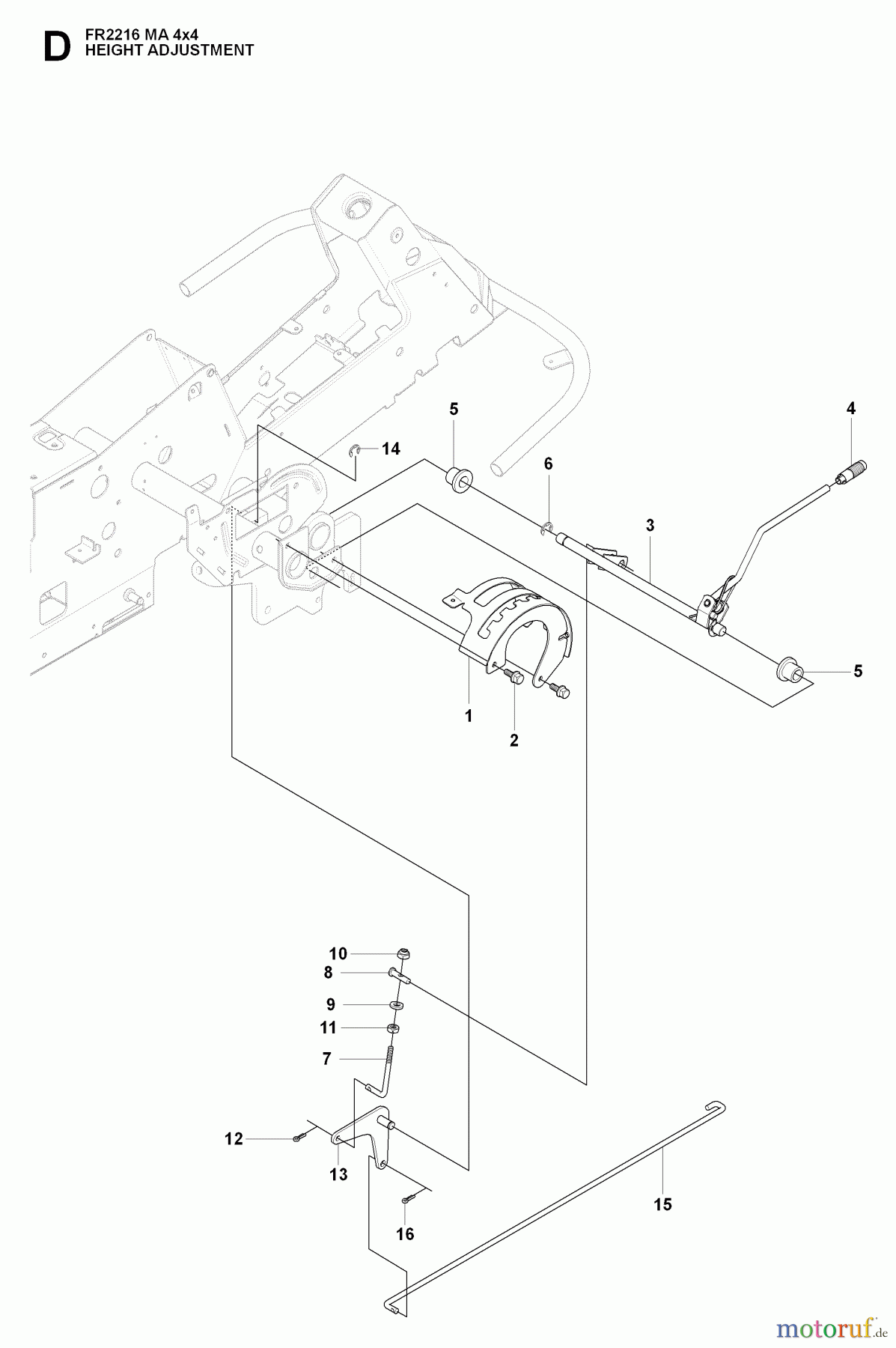 Jonsered Reitermäher FR2216 MA 4x4 (965190401) - Jonsered Rear-Engine Riding Mower (2009-04) HEIGHT ADJUSTMENT
