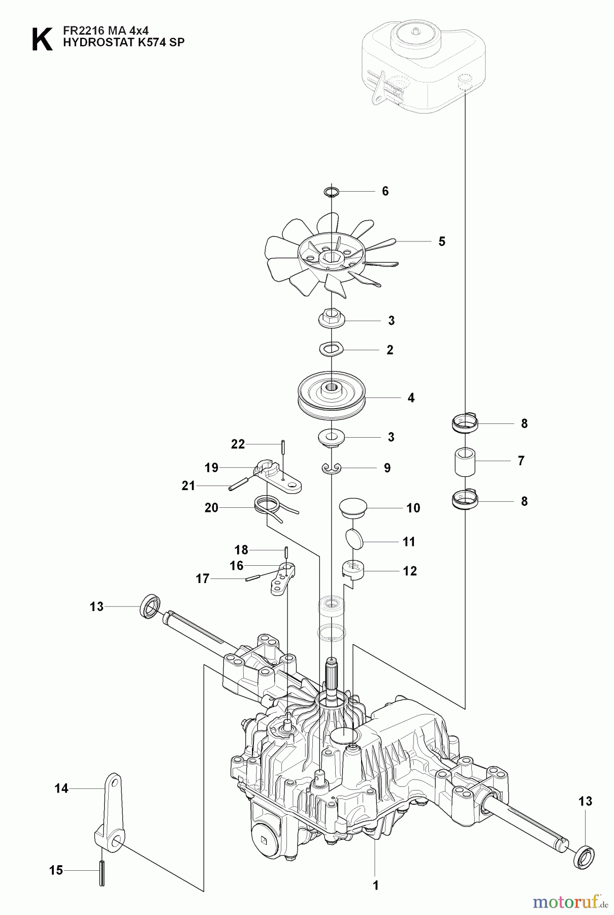 Jonsered Reitermäher FR2216 MA 4x4 (965190401) - Jonsered Rear-Engine Riding Mower (2009-04) HYDRAULIC PUMP- MOTOR