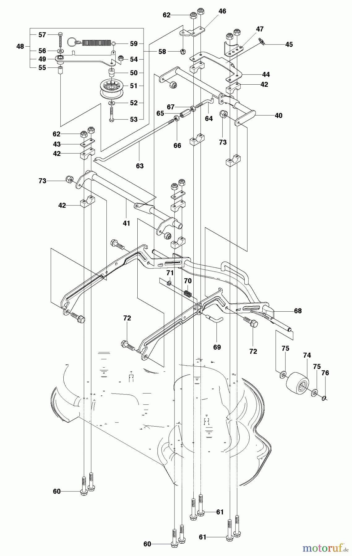 Jonsered Reitermäher FR2216 MA 4x4 (965190401) - Jonsered Rear-Engine Riding Mower (2010-07) MOWER DECK / CUTTING DECK #1