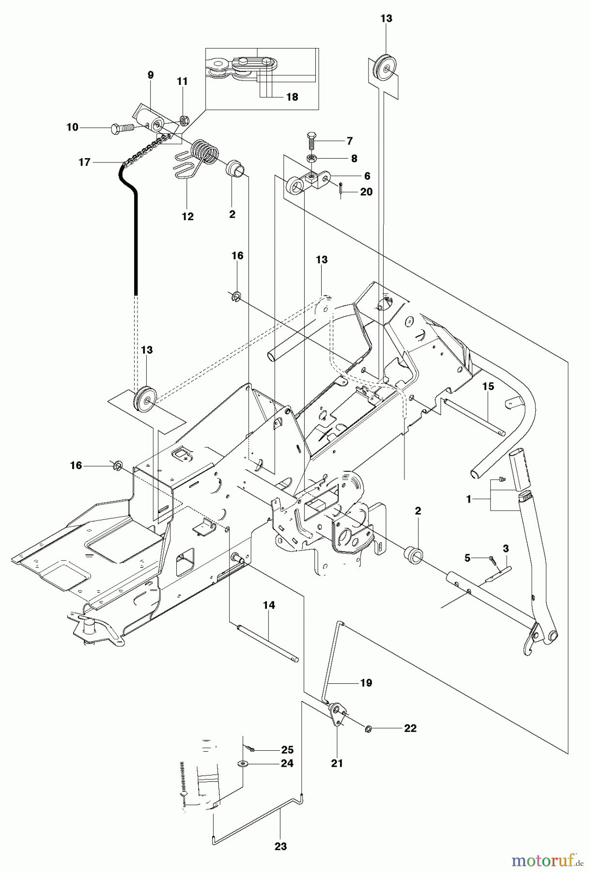 Jonsered Reitermäher FR2216 MA 4x4 (965190401) - Jonsered Rear-Engine Riding Mower (2010-07) MOWER LIFT / DECK LIFT