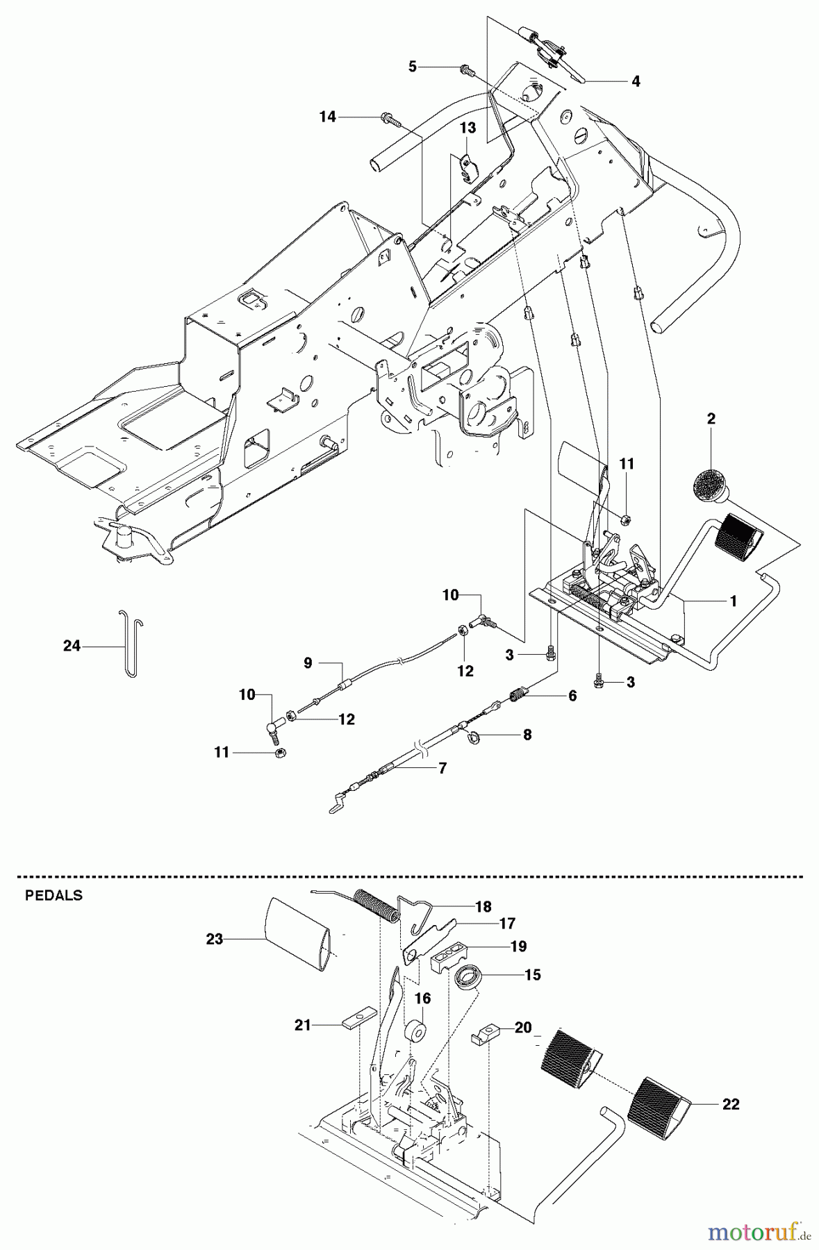 Jonsered Reitermäher FR2216 MA 4x4 (965190401) - Jonsered Rear-Engine Riding Mower (2010-07) PEDALS