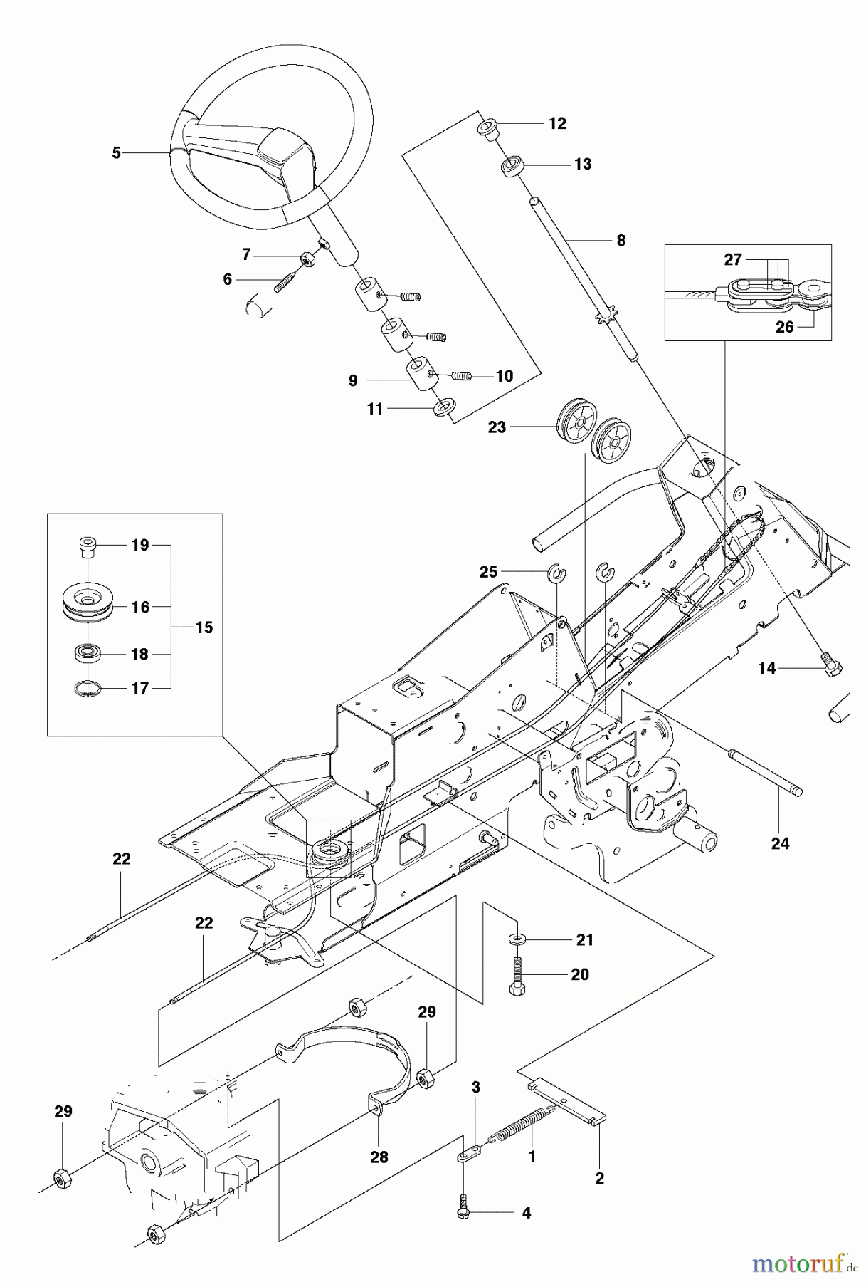 Jonsered Reitermäher FR2216 MA 4x4 (965190401) - Jonsered Rear-Engine Riding Mower (2010-07) STEERING