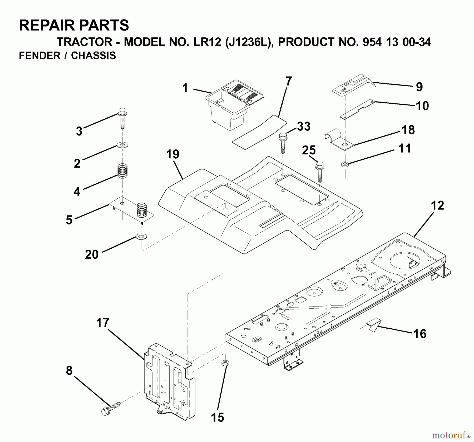 Jonsered Rasen und Garten Traktoren LR12 (J1236L, 954130034) - Jonsered Lawn & Garden Tractor (2000-03) CHASSIS ENCLOSURES