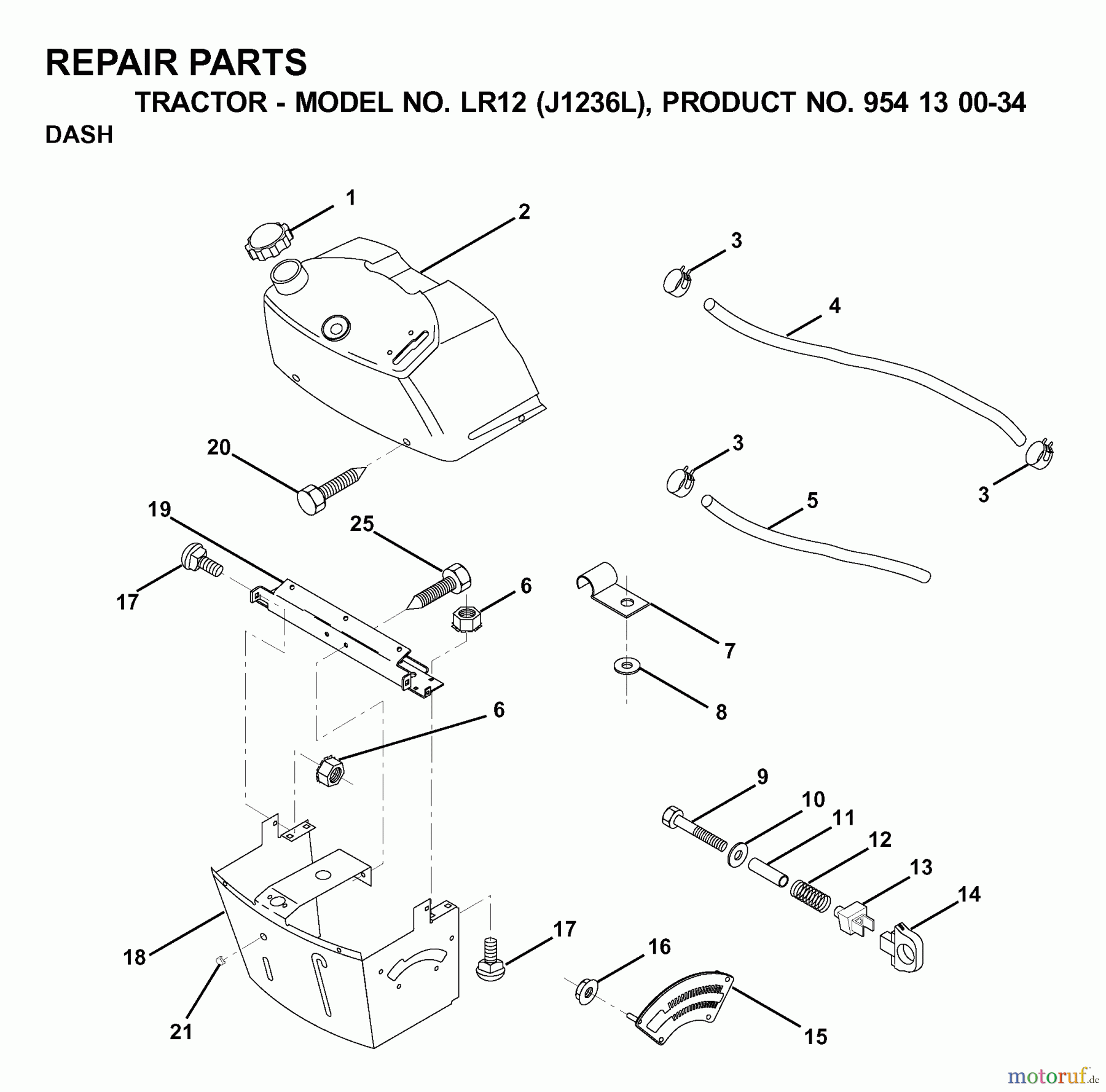 Jonsered Rasen  und Garten Traktoren LR12 (J1236L, 954130034) - Jonsered Lawn & Garden Tractor (2000-03) DASH