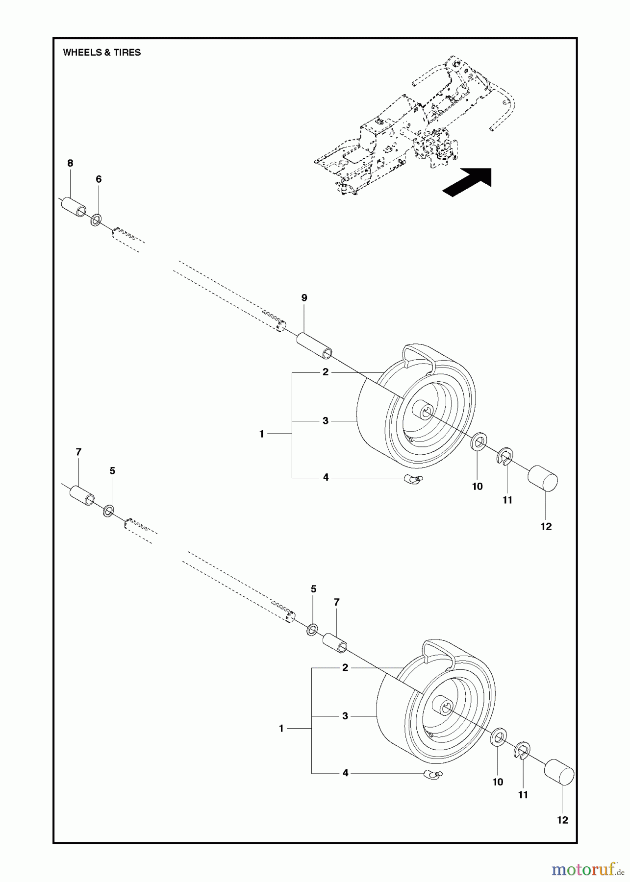 Jonsered Reitermäher FR2216 MA 4x4 (967179101) - Jonsered Rear-Engine Riding Mower (2013) WHEELS TIRES