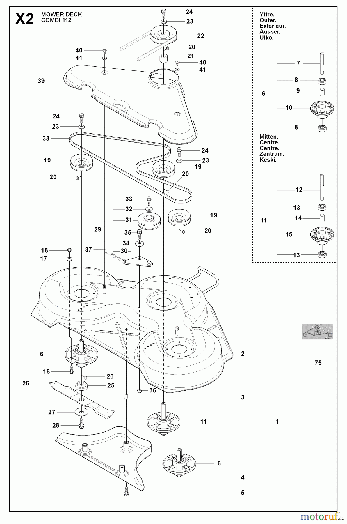 Jonsered Reitermäher FR2218 A 4X4 (966978601) - Jonsered Rear-Engine Riding Mower (2009-02) 44 /112CM CUTTING DECK #1