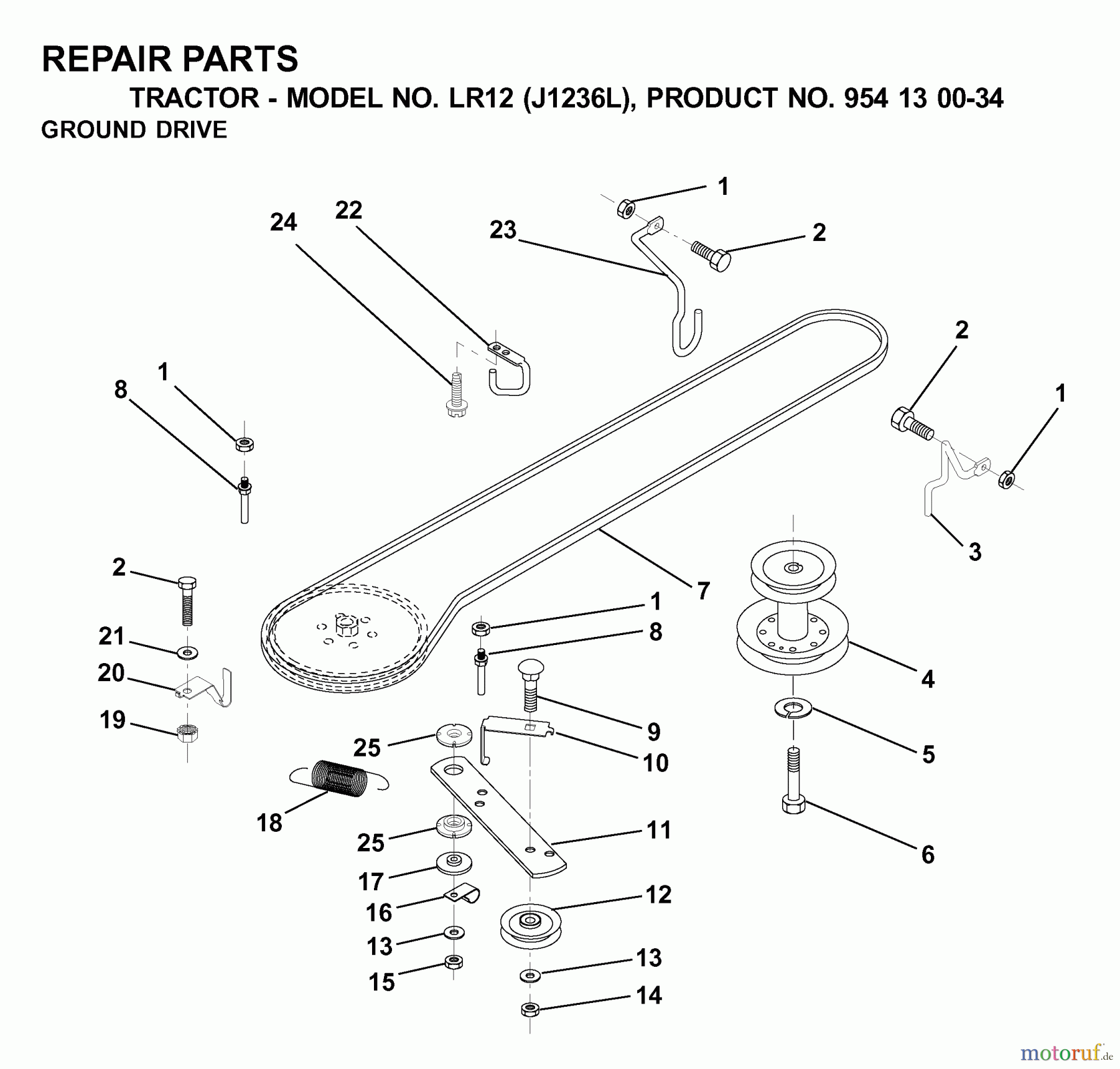 Jonsered Rasen und Garten Traktoren LR12 (J1236L, 954130034) - Jonsered Lawn & Garden Tractor (2000-03) DRIVE