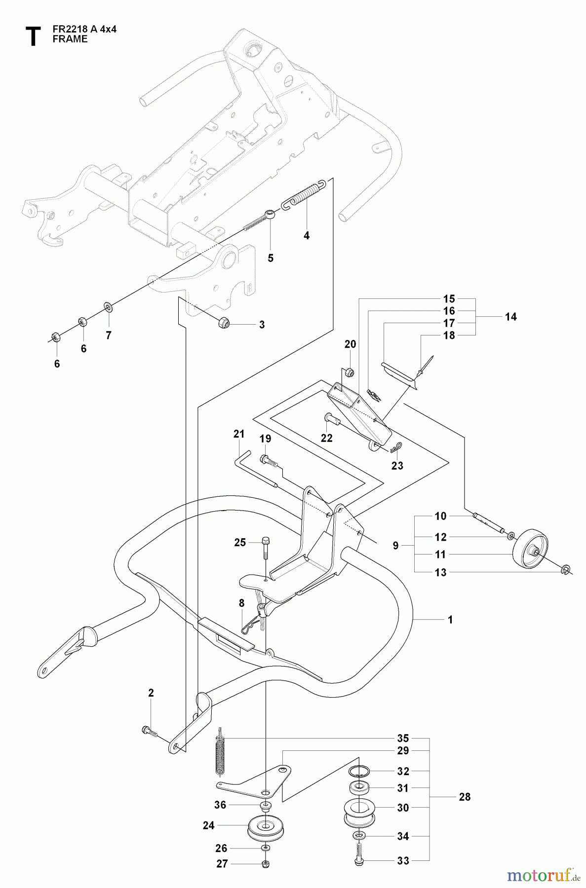 Jonsered Reitermäher FR2218 A 4X4 (966978601) - Jonsered Rear-Engine Riding Mower (2009-02) FRAME
