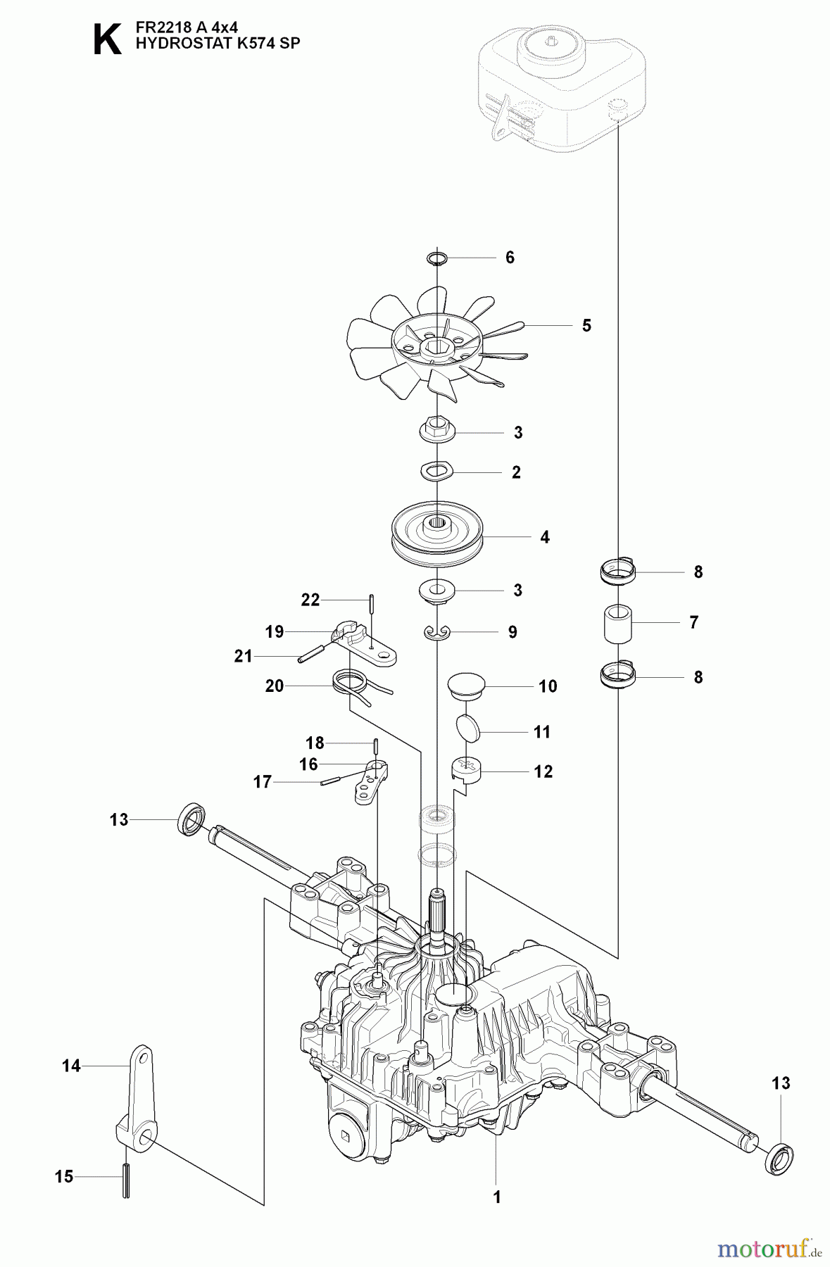 Jonsered Reitermäher FR2218 A 4X4 (966978601) - Jonsered Rear-Engine Riding Mower (2009-02) HYDRAULIC PUMP- MOTOR